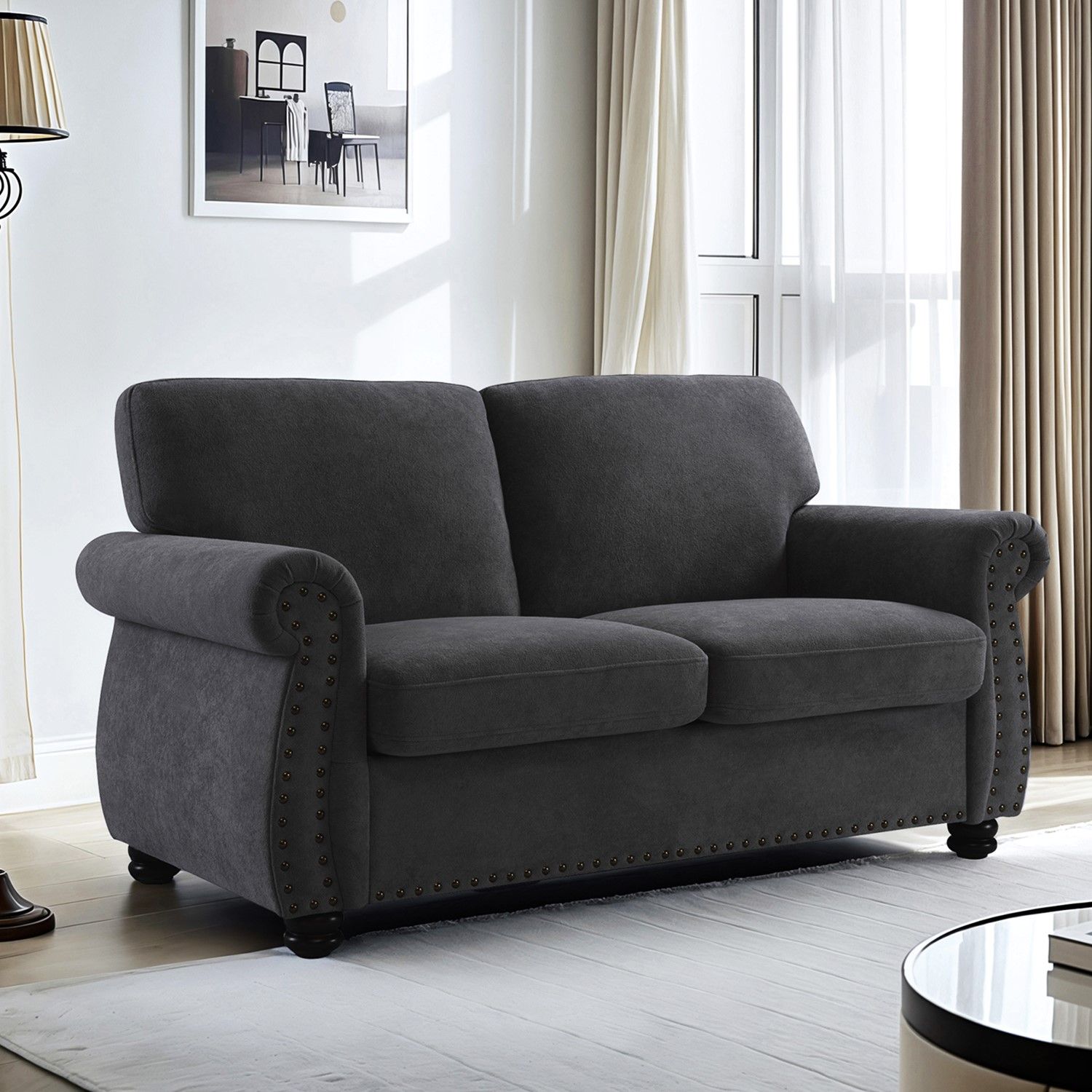 Soft Loveseat, Upholstered 2 Seater Couch, Loose Back Cushions And Turned Legs - Best Buy Furniture