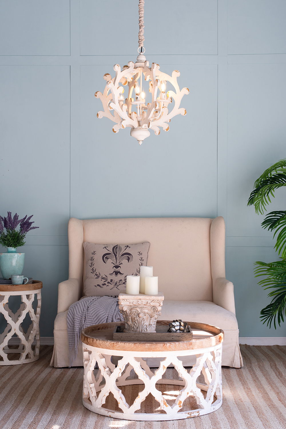 6 Light Chandelier, Hanging Light Fixture With Adjustable Chain For Kitchen, Bulb Not Included - White - Best Buy Furniture