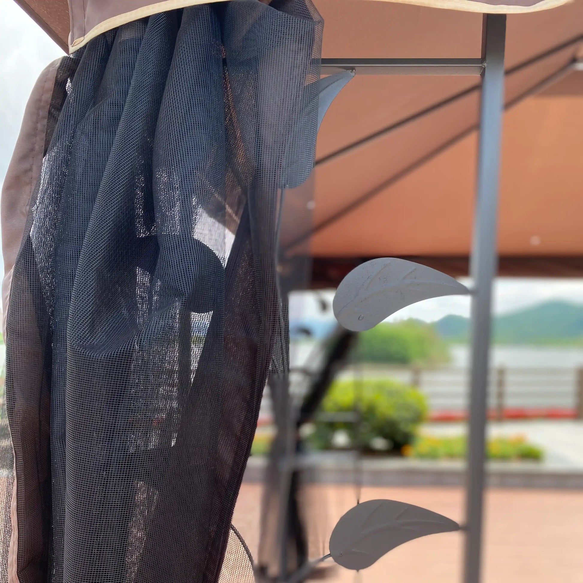 13x10 Outdoor Patio Gazebo Tent, Brown Canopy with Mesh Screens - Best Buy Furniture