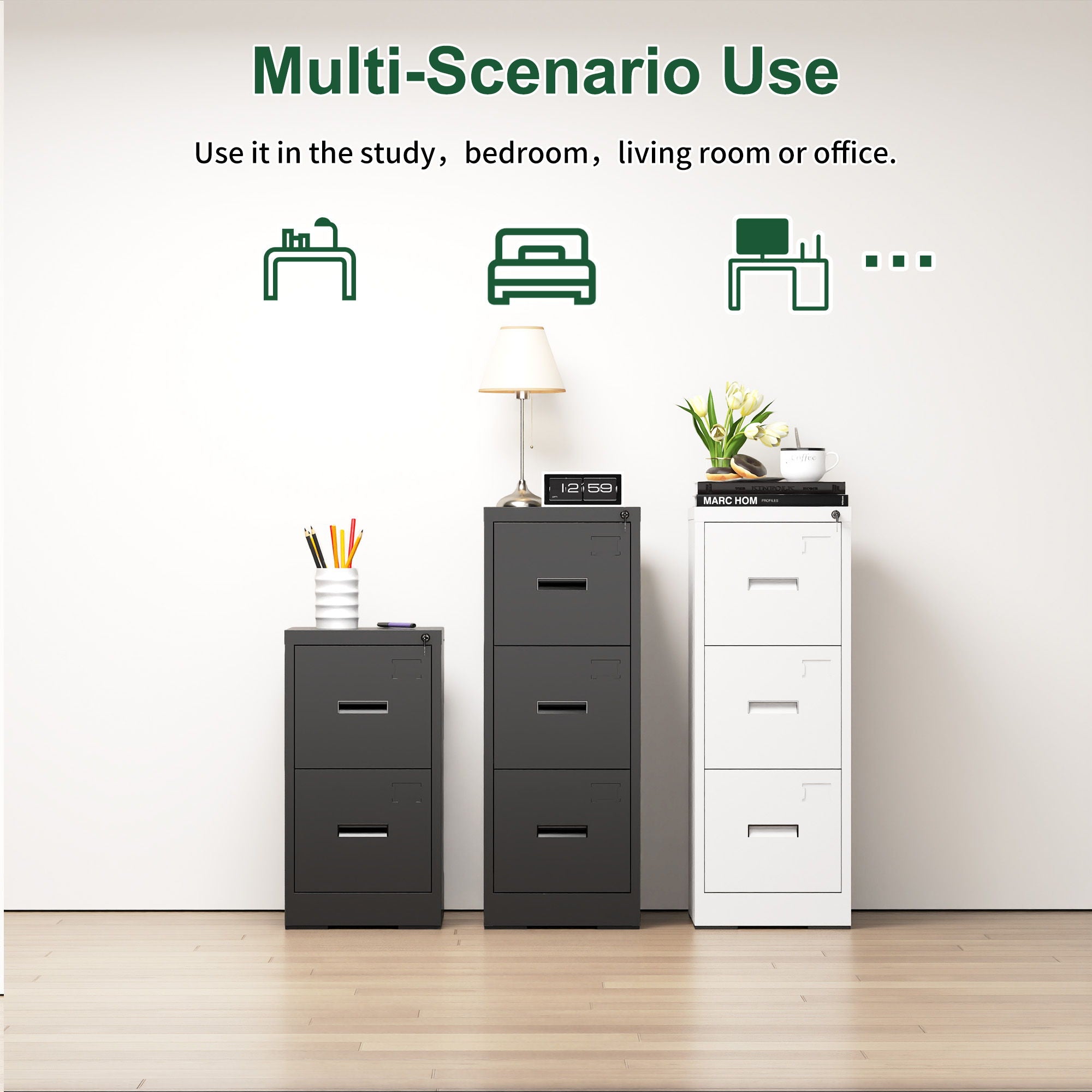 Modern Drawer Metal Vertical File Cabinet With Lock And Card Slot For Office - Best Buy Furniture