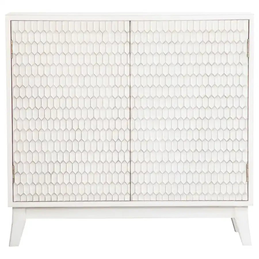 Gambon - 2 Door Wood Honeycomb Pattern Accent Cabinet - White - Best Buy Furniture