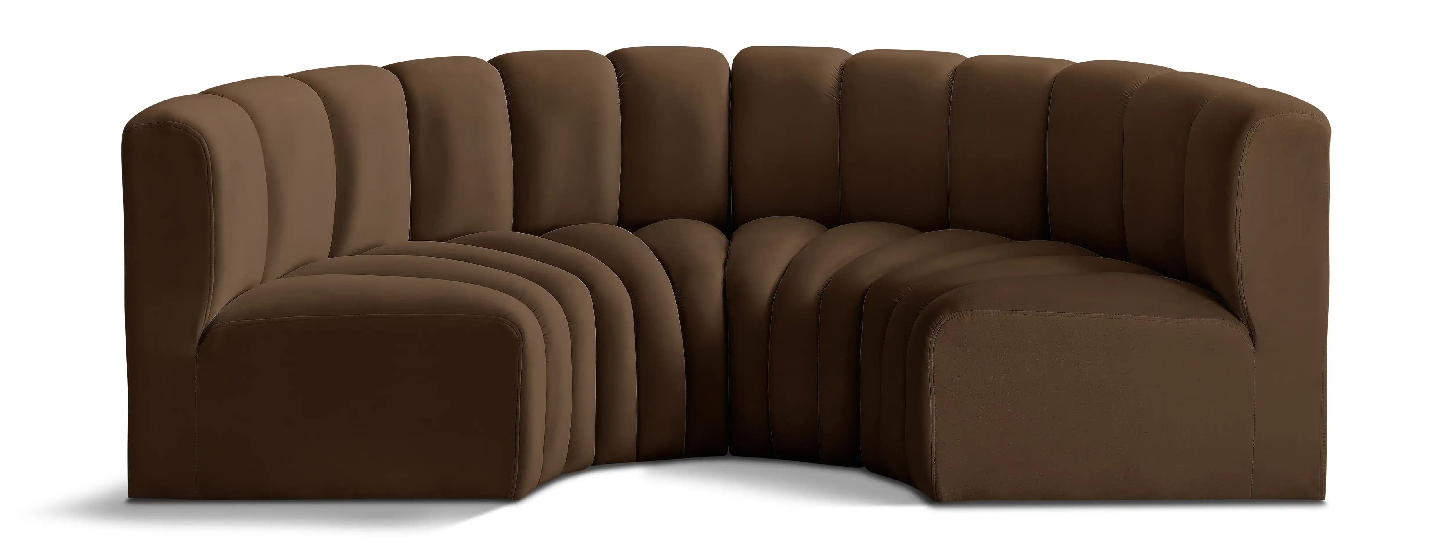 Arc - Velvet 4 Piece U-Shaped Modular Sofa - Best Buy Furniture