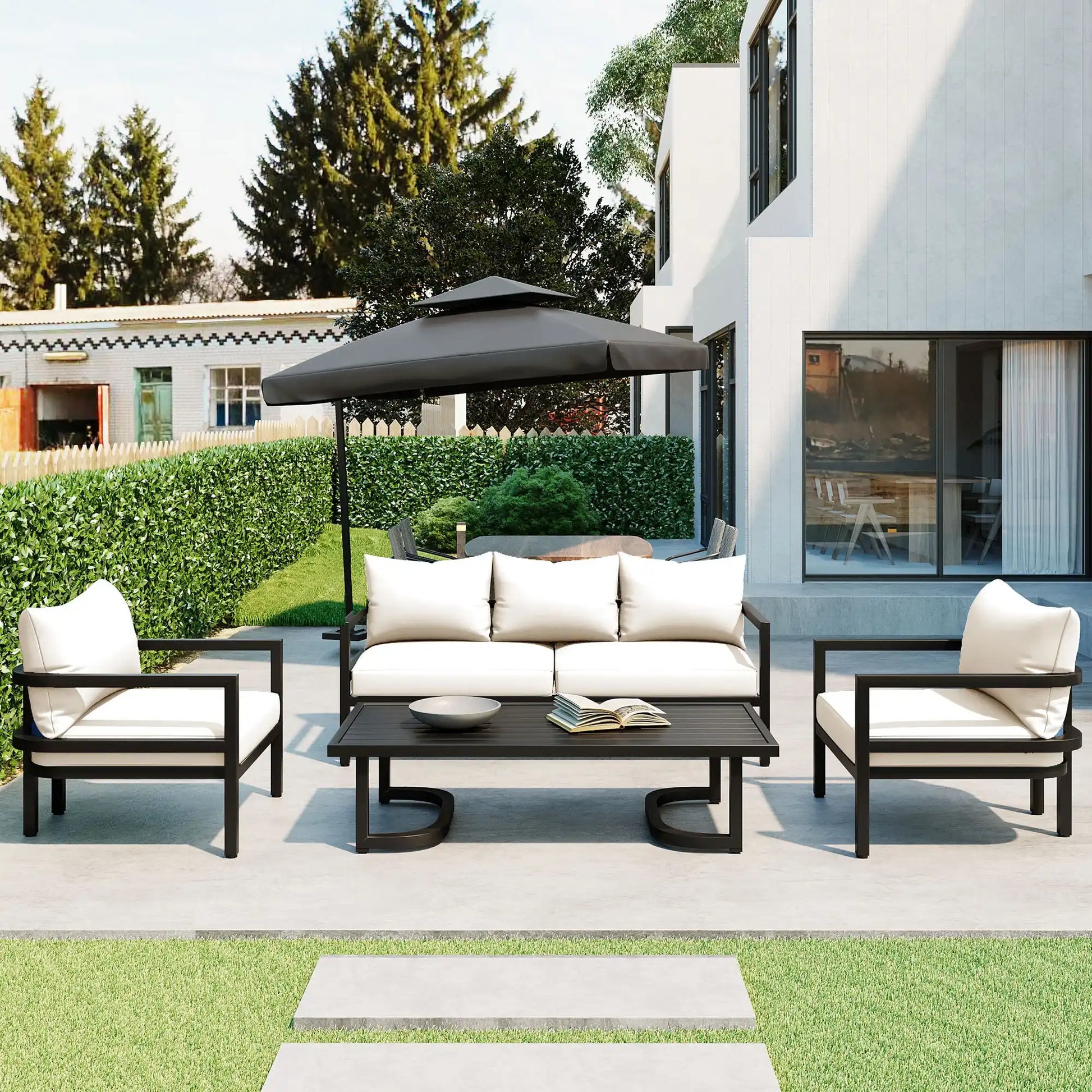 U_Style Multi-person Outdoor Steel Sofa Set, Waterproof, Anti-rust and Anti-uv, Suitable for Gardens and Lawns - Best Buy Furniture