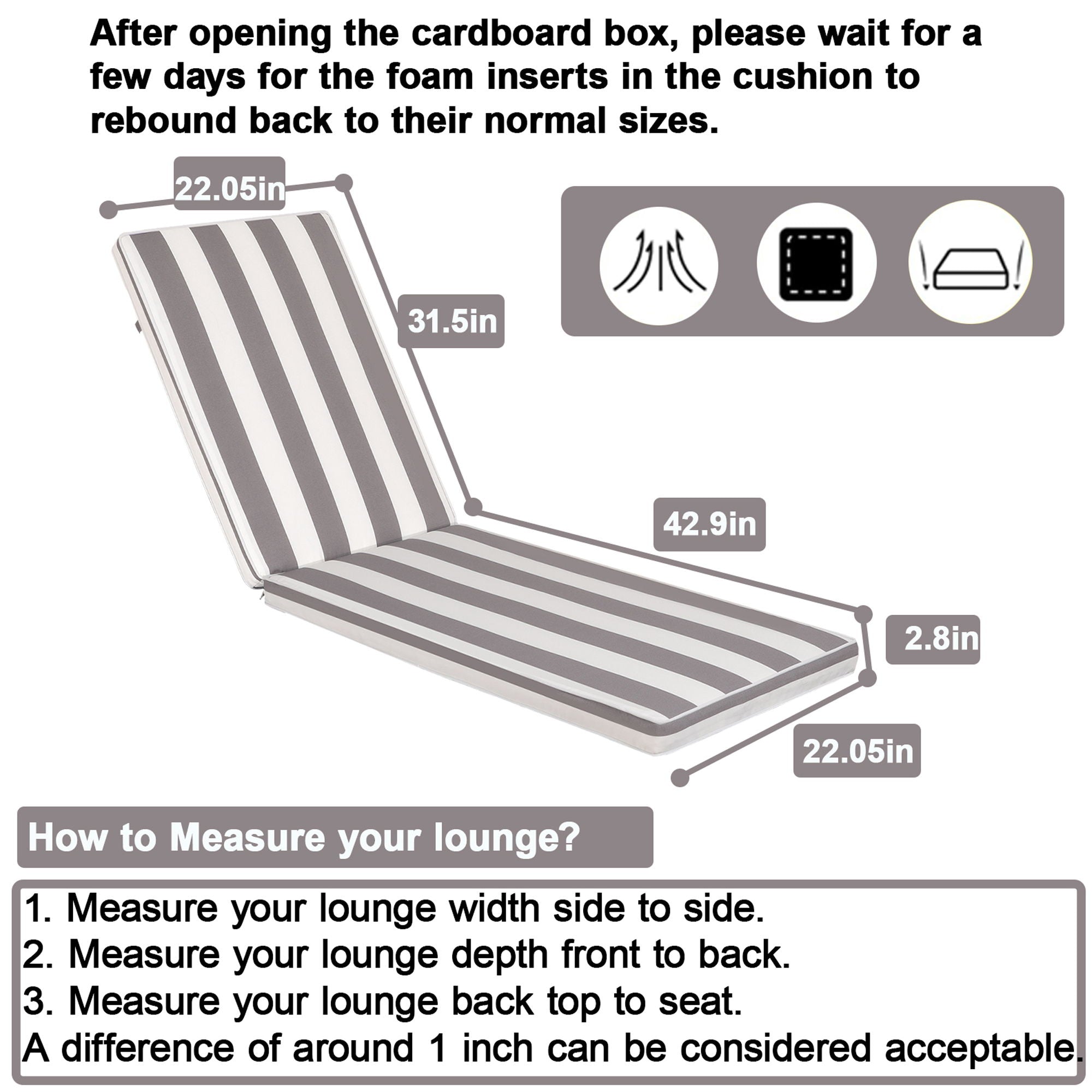 Outdoor Lounge Chair Cushion Replacement Patio Funiture Seat Cushion Chaise Lounge Cushion - Best Buy Furniture