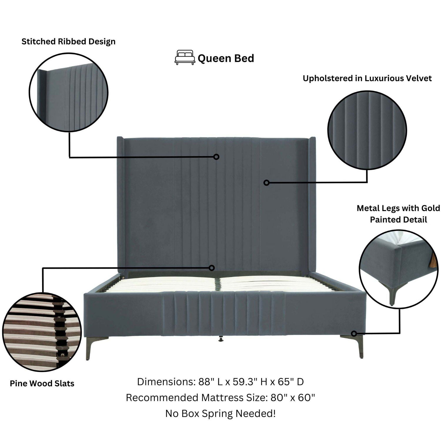 Promenade - Bed With Upholstered Headboard And Slats