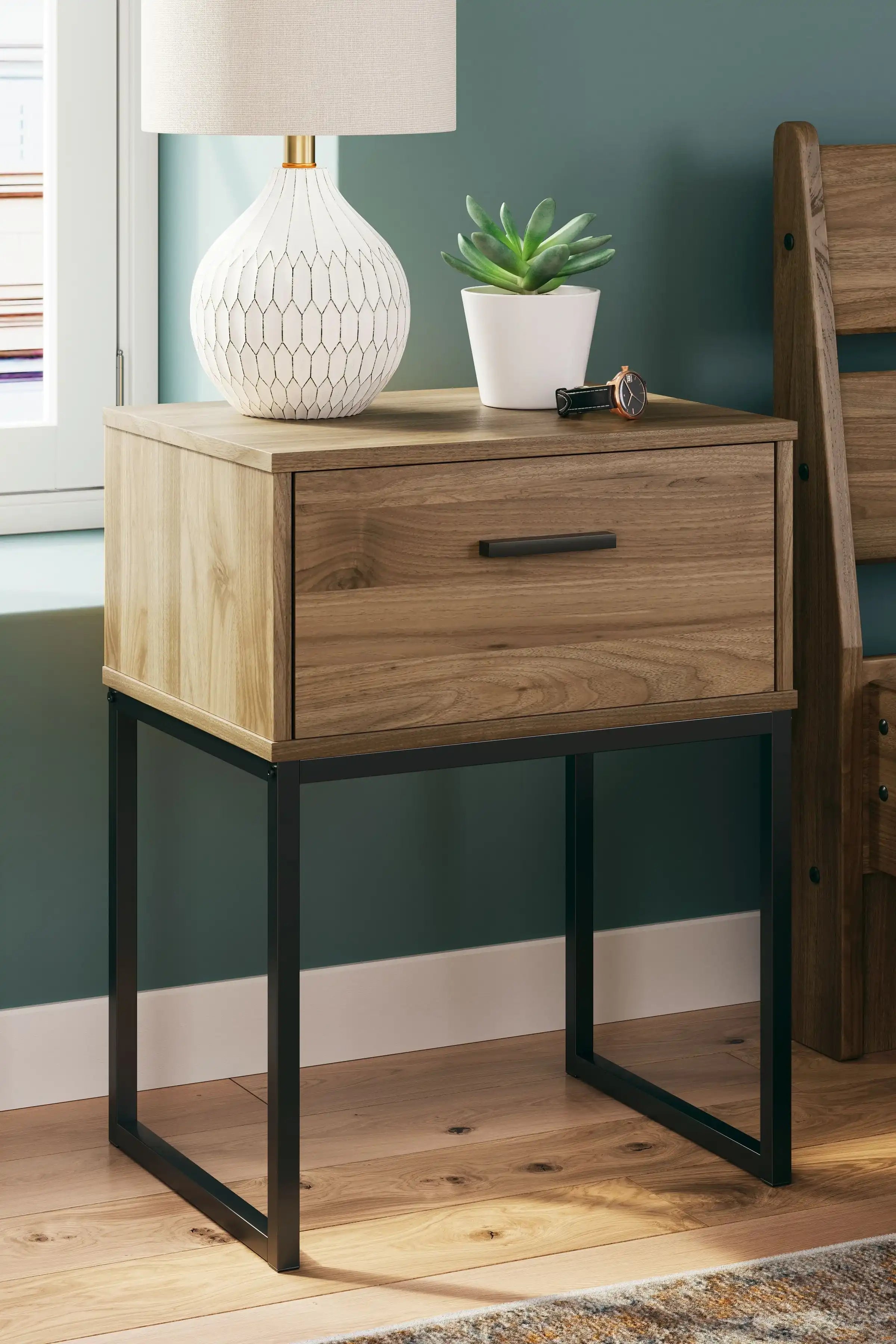 Deanlow - One Drawer Night Stand - Honey - Best Buy Furniture