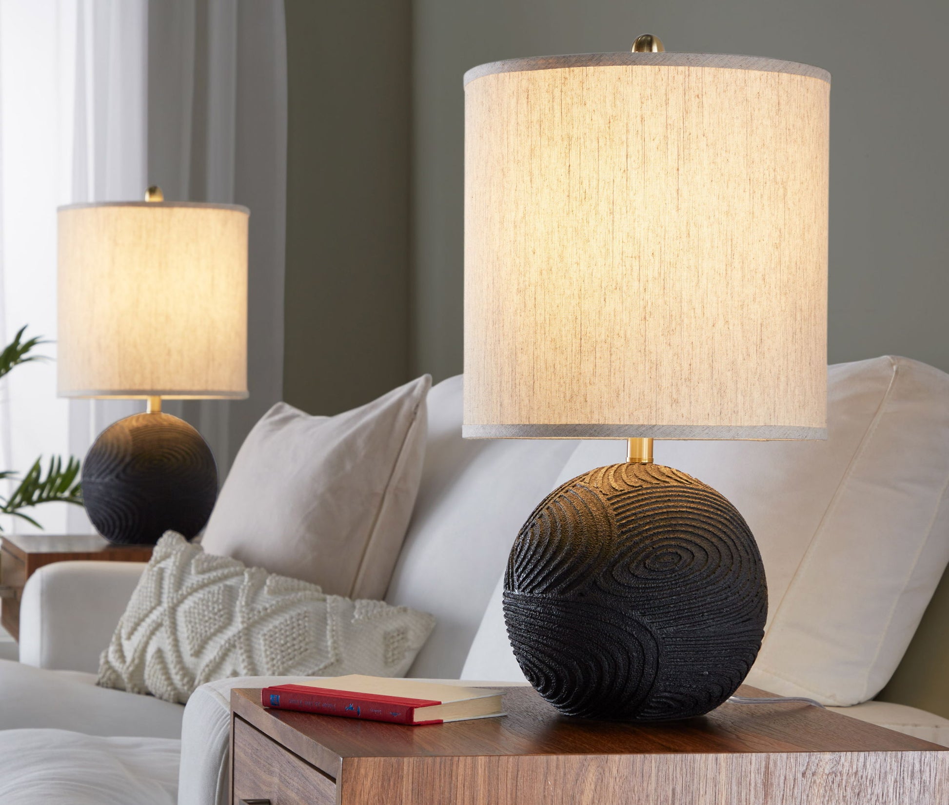 Kona - Contemporary Table Lamp (Set of 2) - Matte Black / Natural - Best Buy Furniture