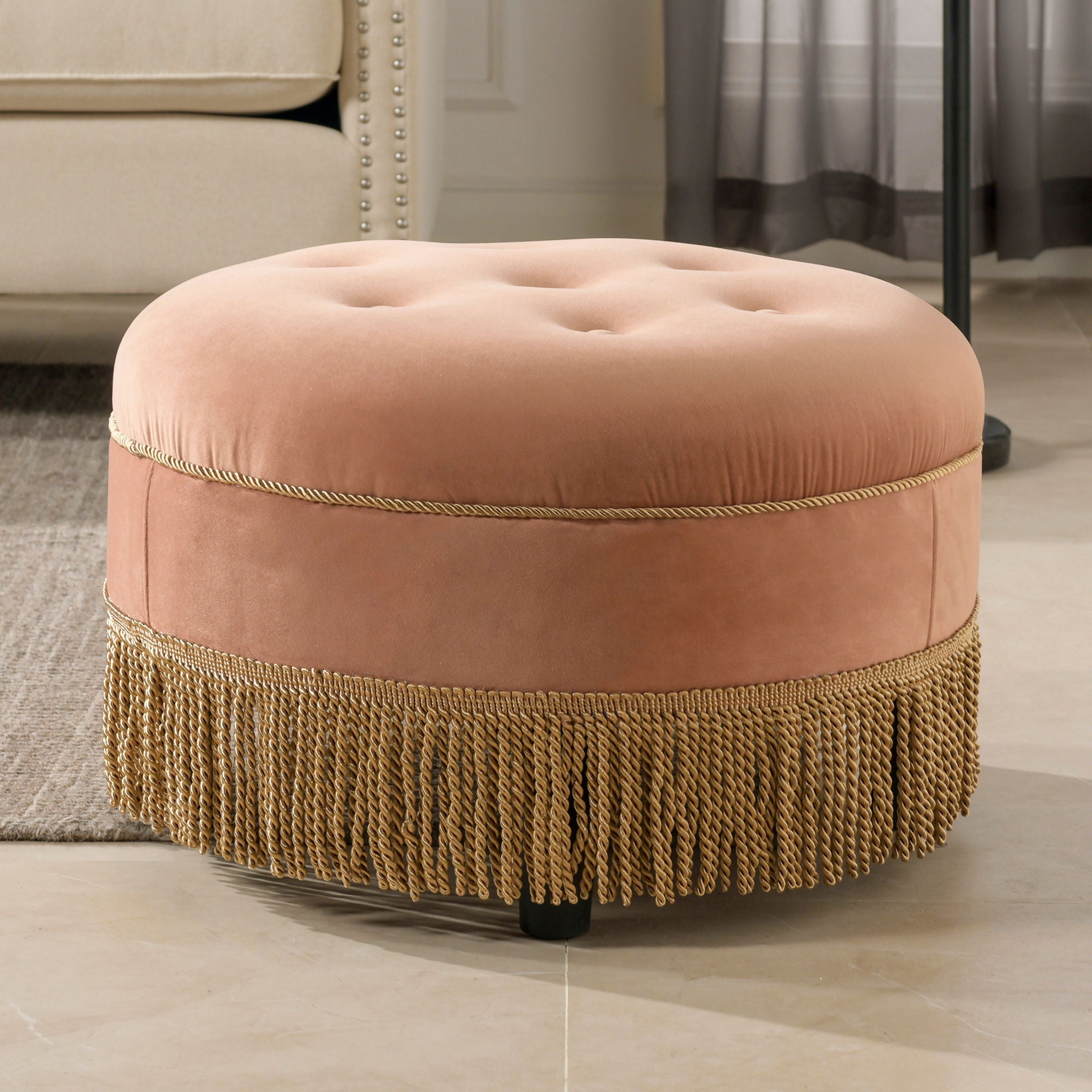 Yolanda - Round Upholstered Accent Ottoman - Best Buy Furniture