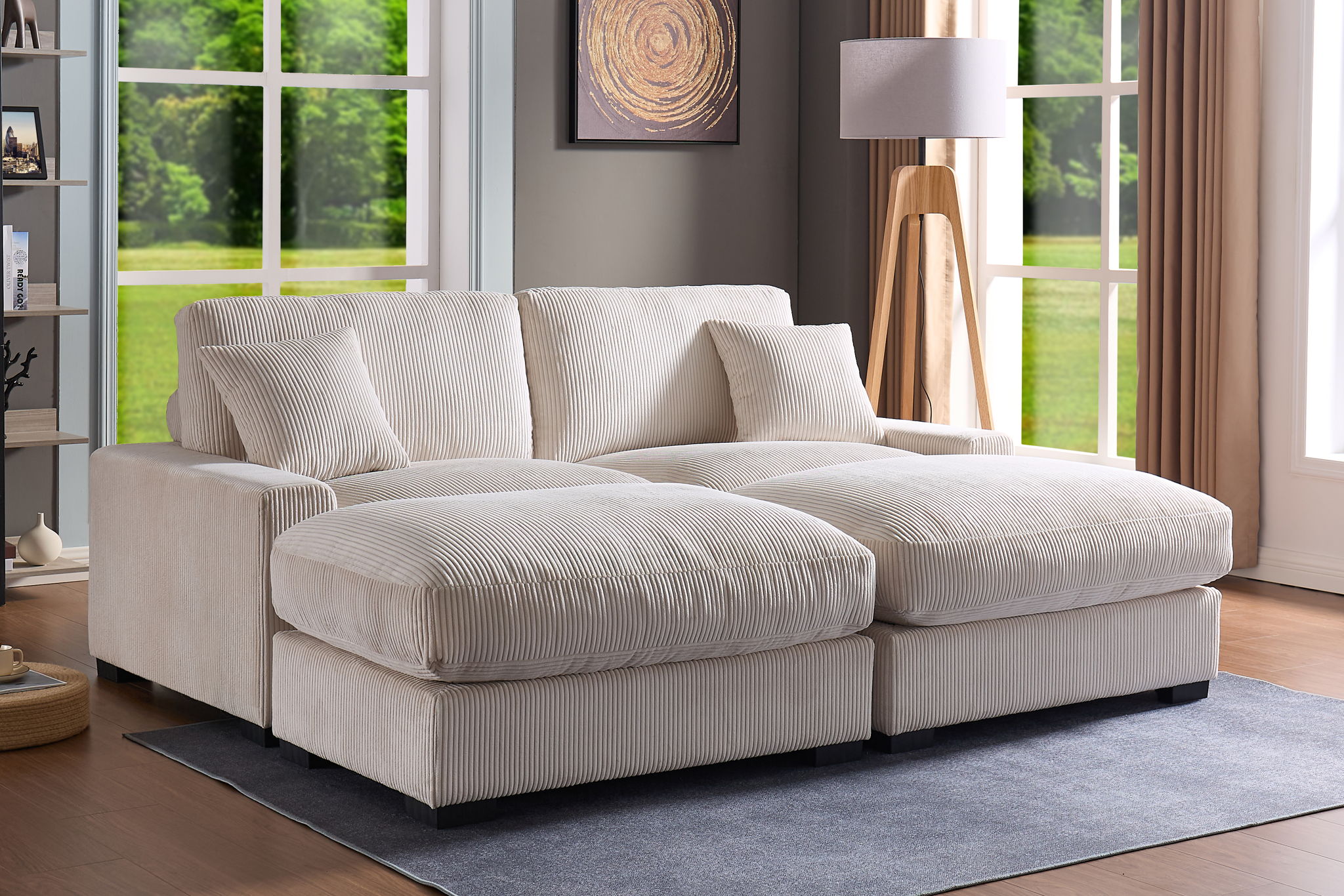 4 Seater Oversized Sectional Sofa With 2 Ottoman And 2 Pillows - Best Buy Furniture