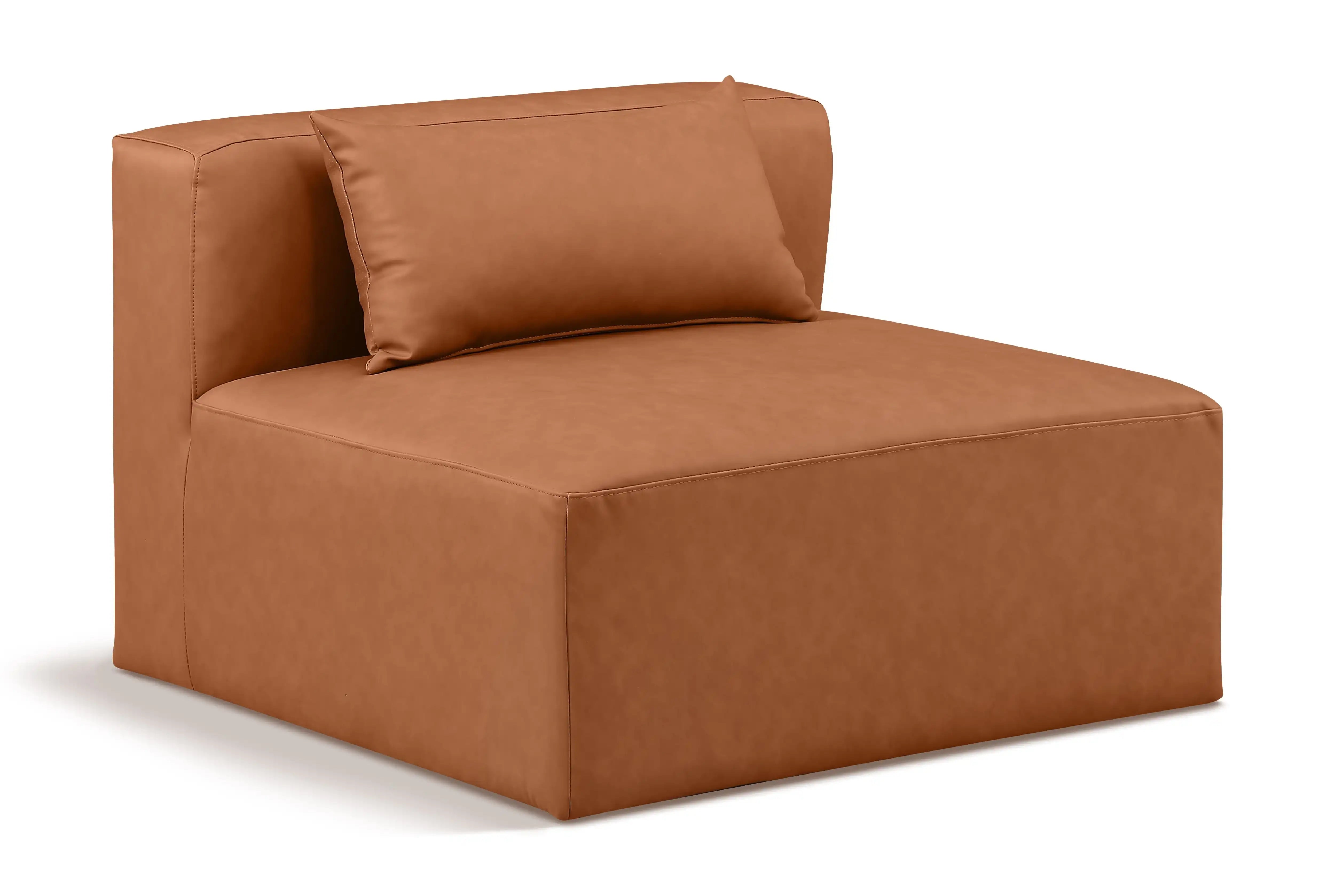Cube - Armless Chair - Cognac - Best Buy Furniture