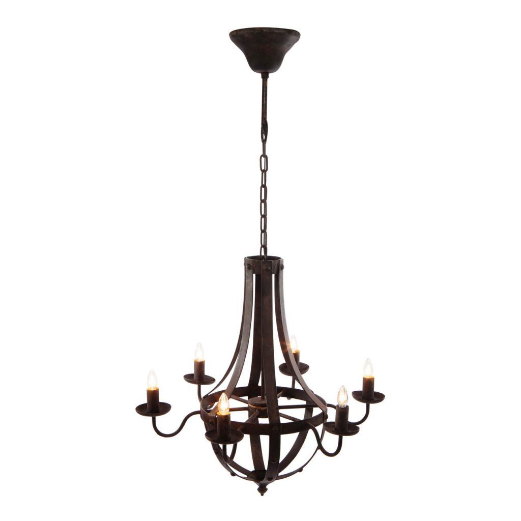 6 Light Metal Chandelier, Hanging Light Fixture With Adjustable Chain For Kitchen, Bulb Not Included - Black - Best Buy Furniture