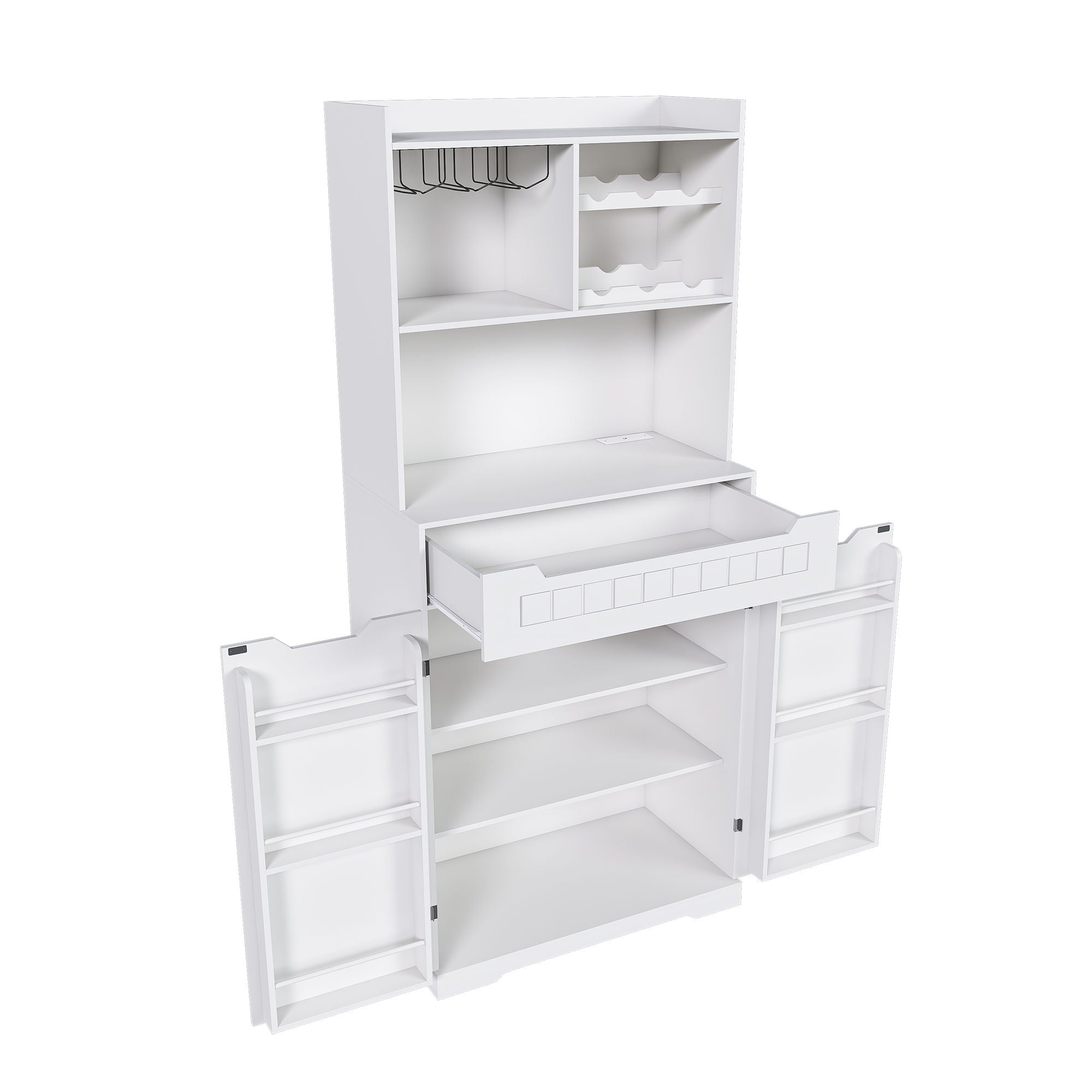 Modern Farmhouse Buffet Cabinet With Hutch Kitchen Storage Sideboard With Drawers & Barn Doors - White - Best Buy Furniture