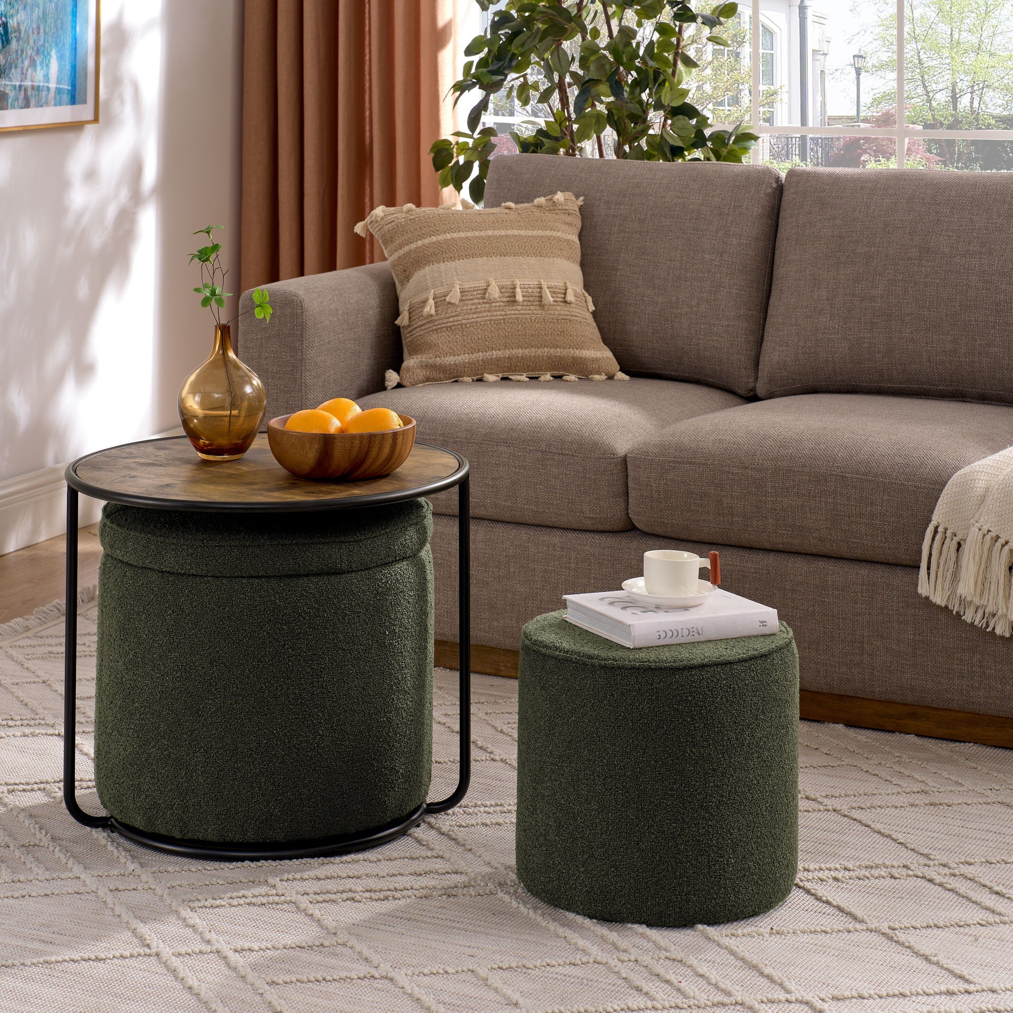 Multi Functional Ottoman And Table Set With Drum Stool - Best Buy Furniture