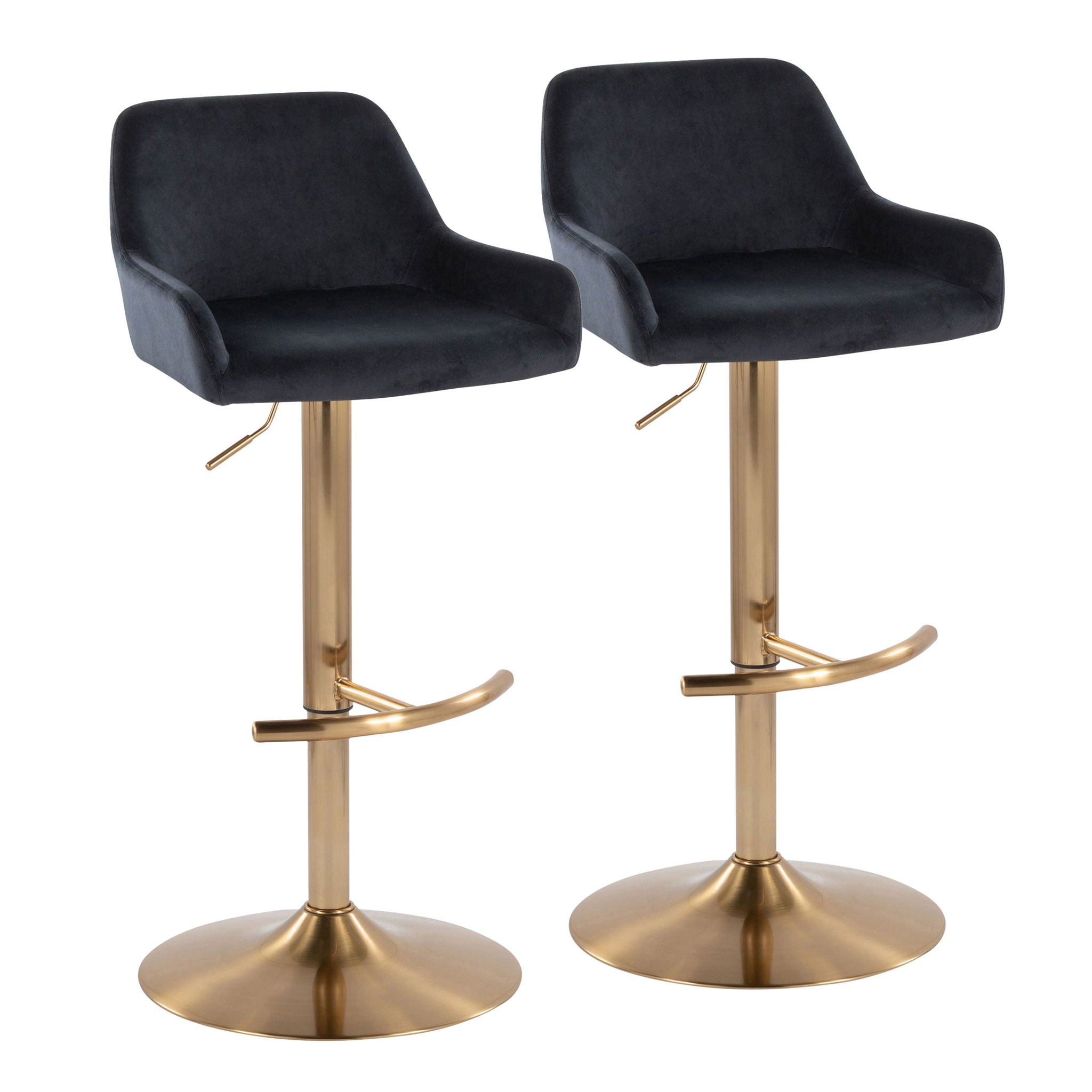 Daniella - Contemporary Adjustable Barstool With Swivel With Rounded T Footrest (Set of 2) - Best Buy Furniture