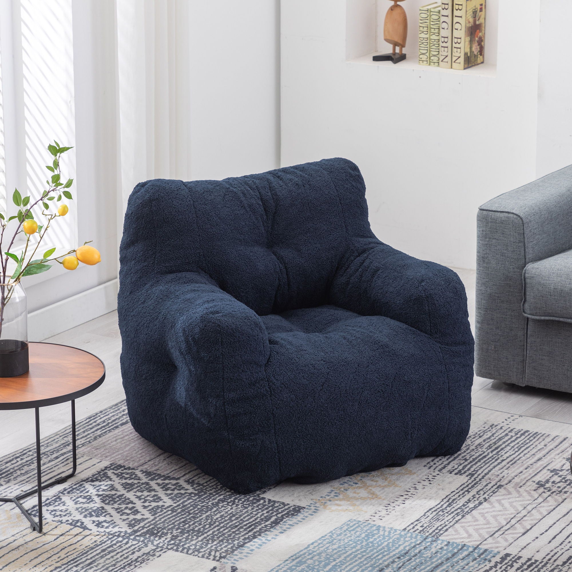 Soft Teddy Fabric Tufted Foam Bean Bag Chair With Teddy Fabric - Best Buy Furniture