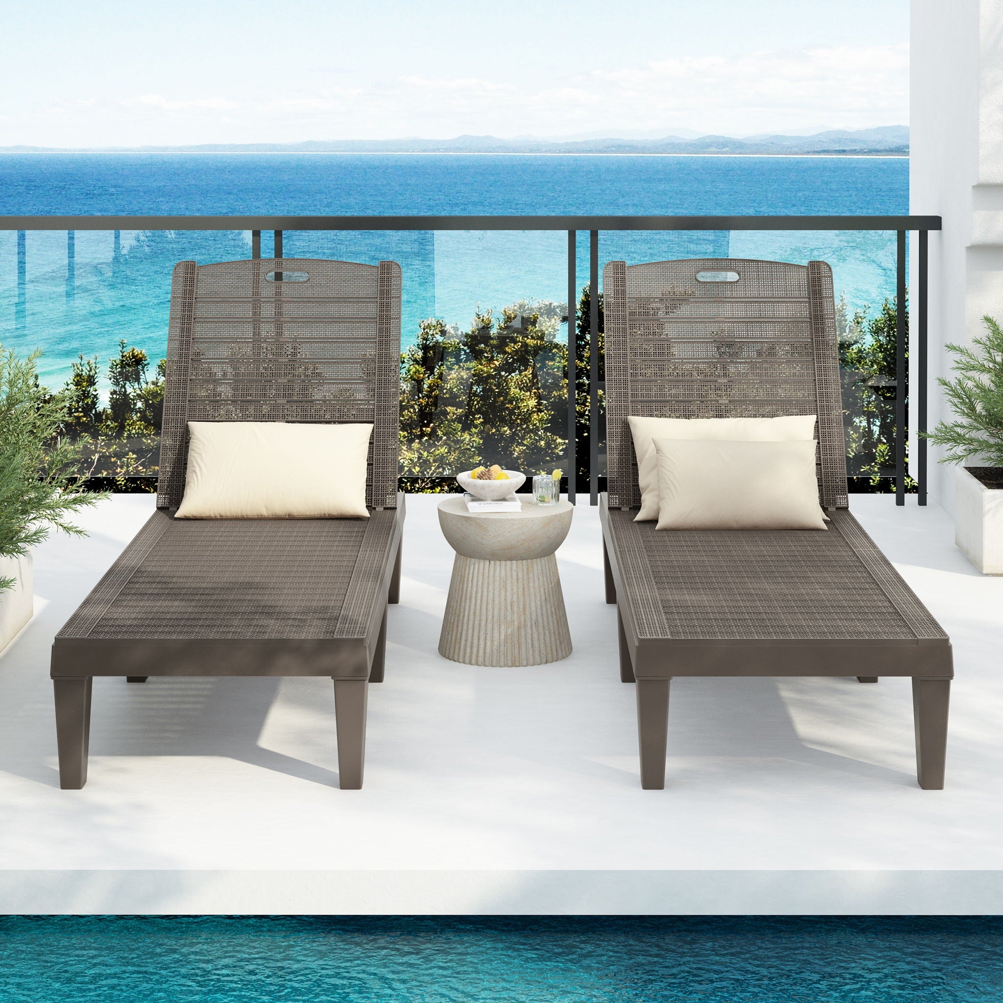 2 Piece Outdoor Chaise Lounges With Adjustable Backrest - Best Buy Furniture