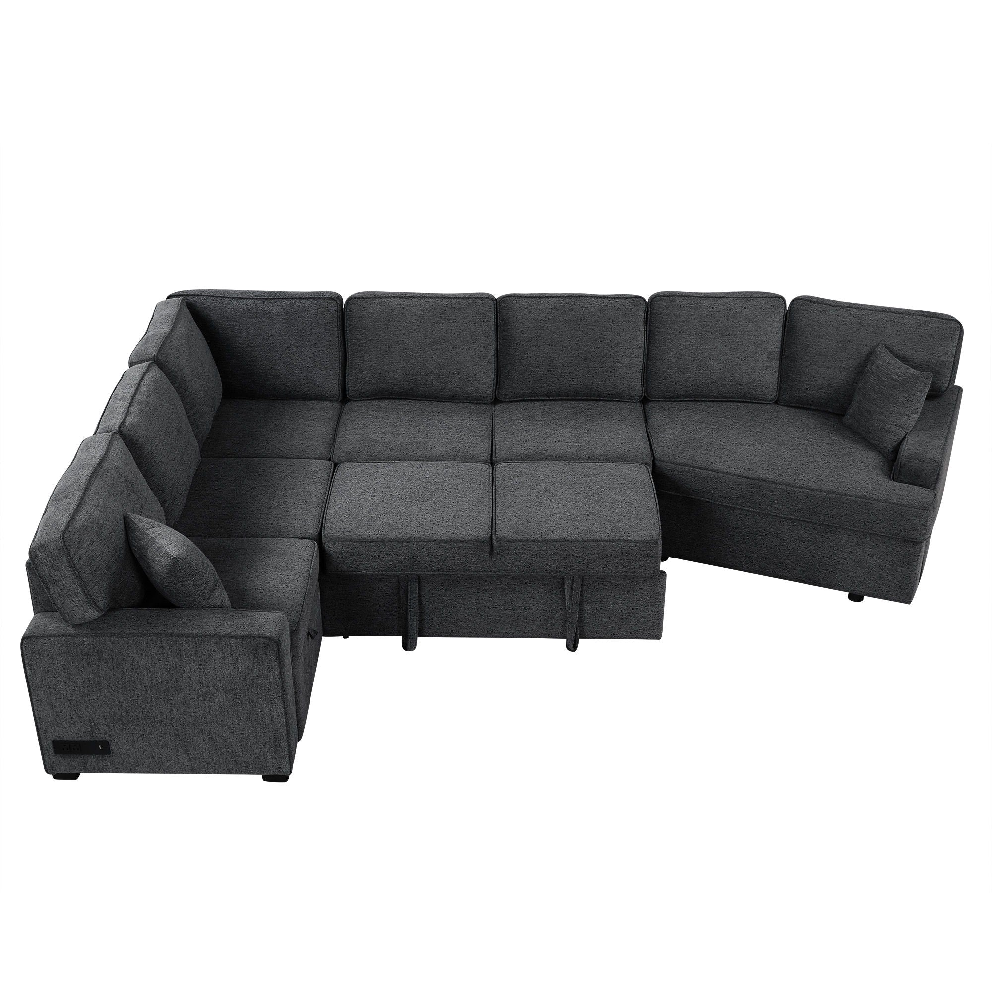 L-Shaped Sofa Sectional Sofa Couch Pull-Out Sofa Bed With Charging Devices And Cup Holders For Living Room - Best Buy Furniture