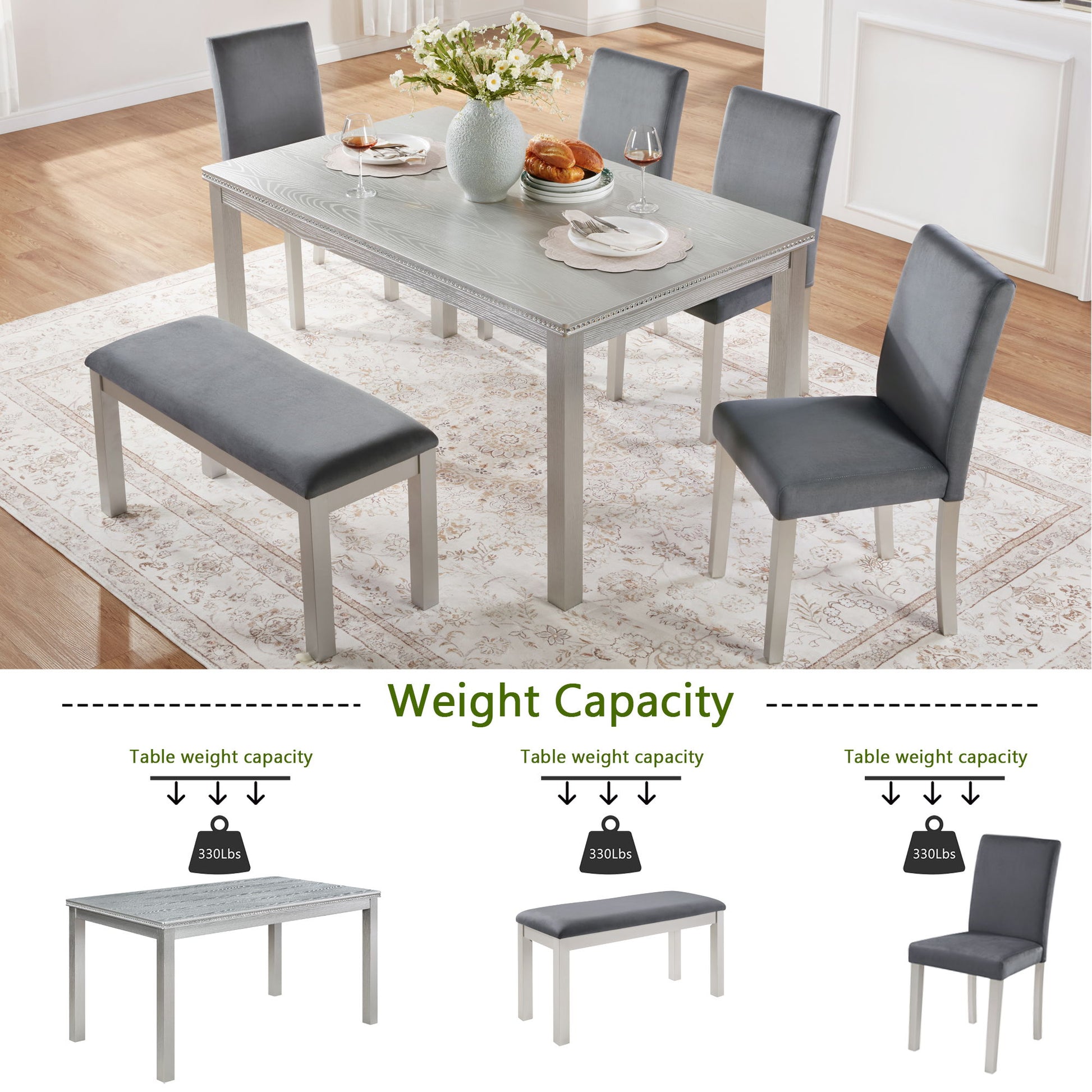 Dining Table Set, Table With A Rectangular Table And Upholstered Chairs - Best Buy Furniture