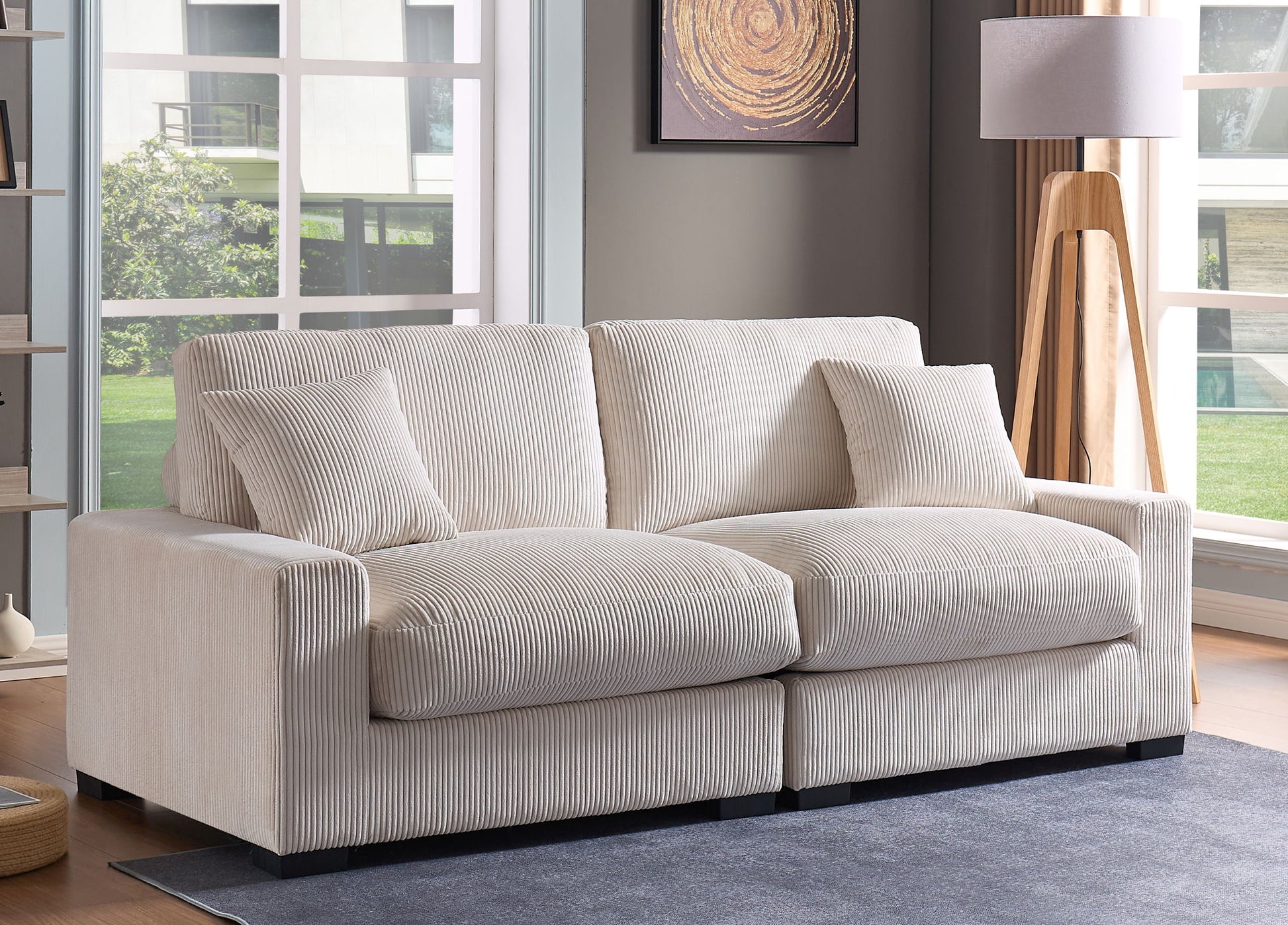 4 Seater Oversized Sectional Sofa With 2 Ottoman And 2 Pillows - Best Buy Furniture