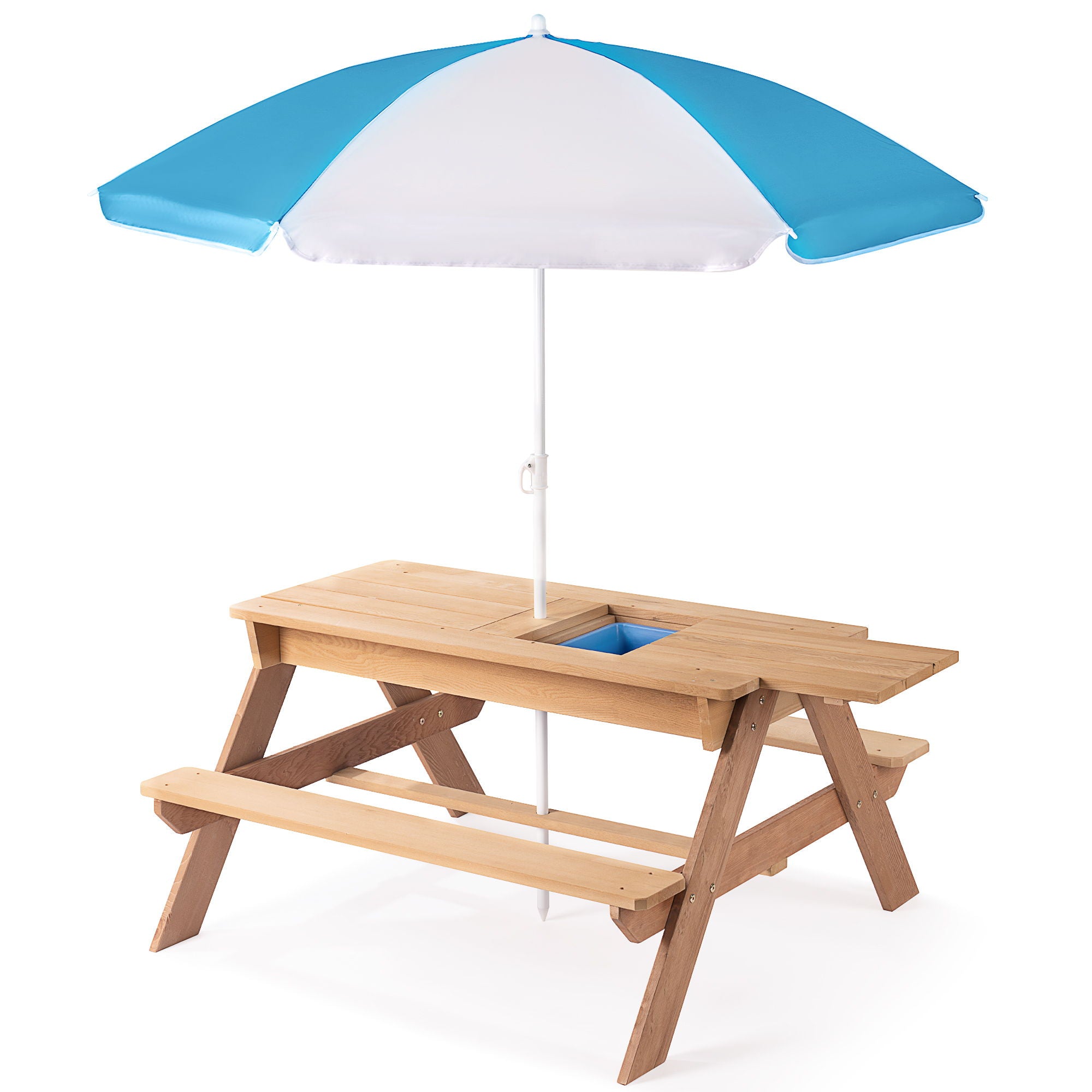 3-In-1 Kids Outdoor Wooden Picnic Table With Umbrella, Convertible Sand & Water, ASTM & CPSIA Certification - Best Buy Furniture