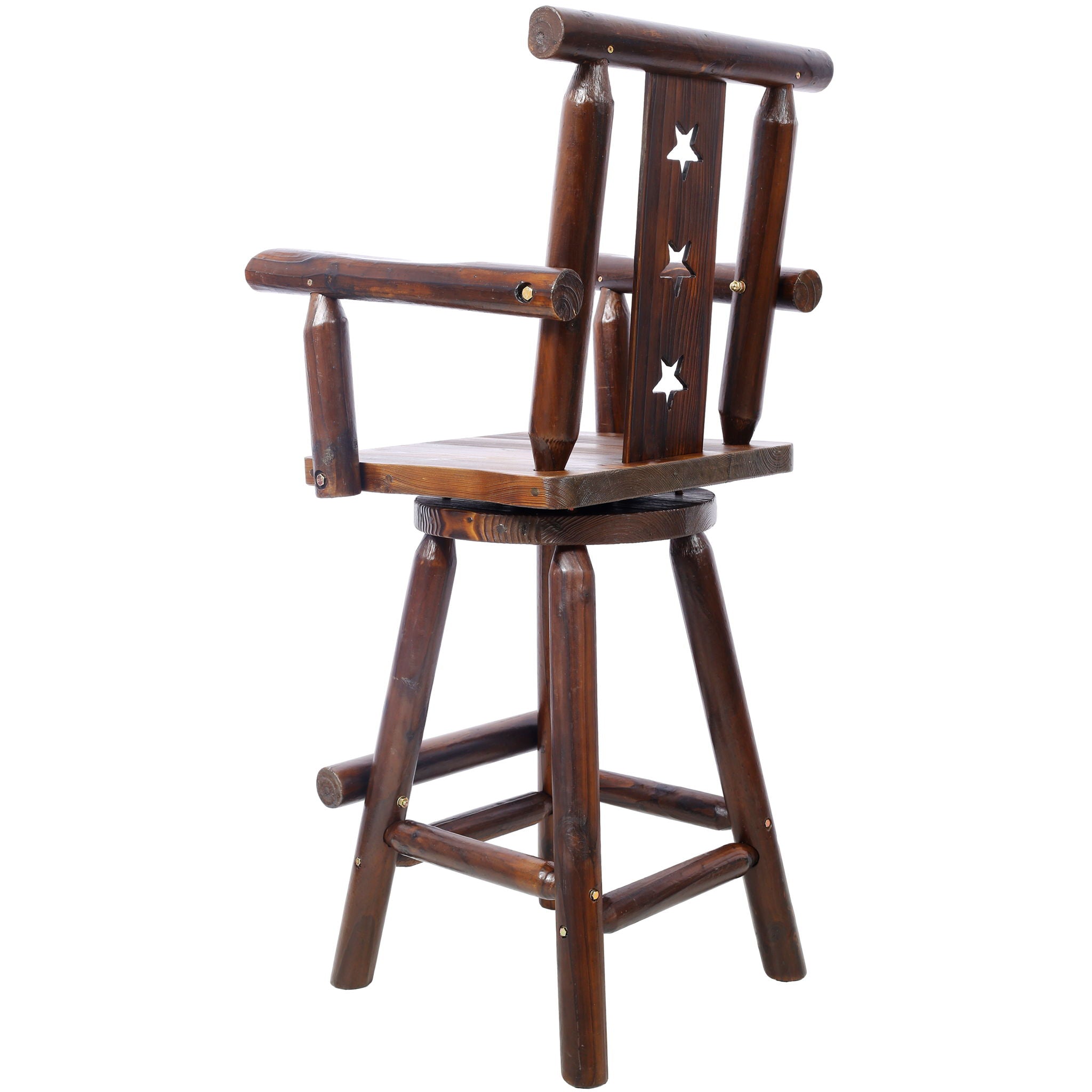 Rustic Tall Bistro Chair Decorative Star Backrest And Footrest, Fir Wood, 4 Foot - Brown - Best Buy Furniture