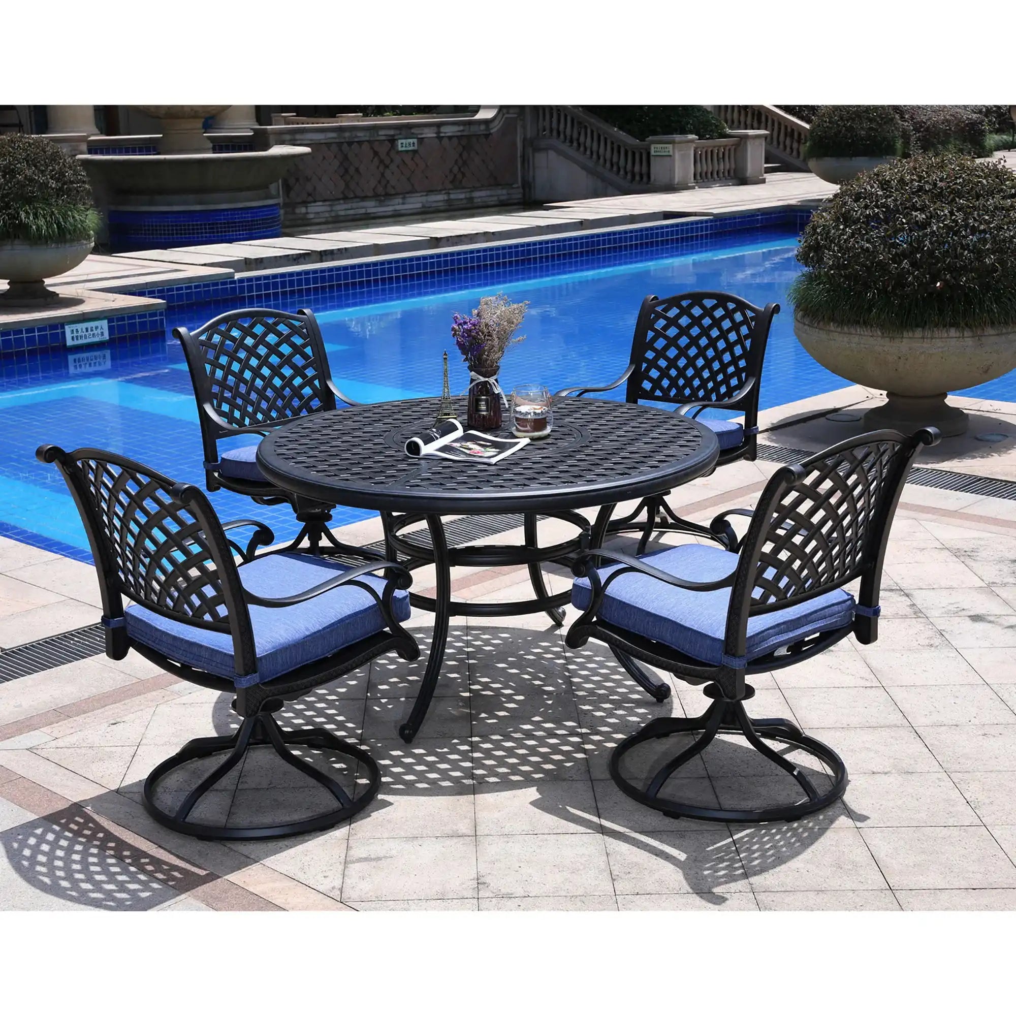 Round 4 Person 51.97" Long Dining Set With Cushions - Best Buy Furniture