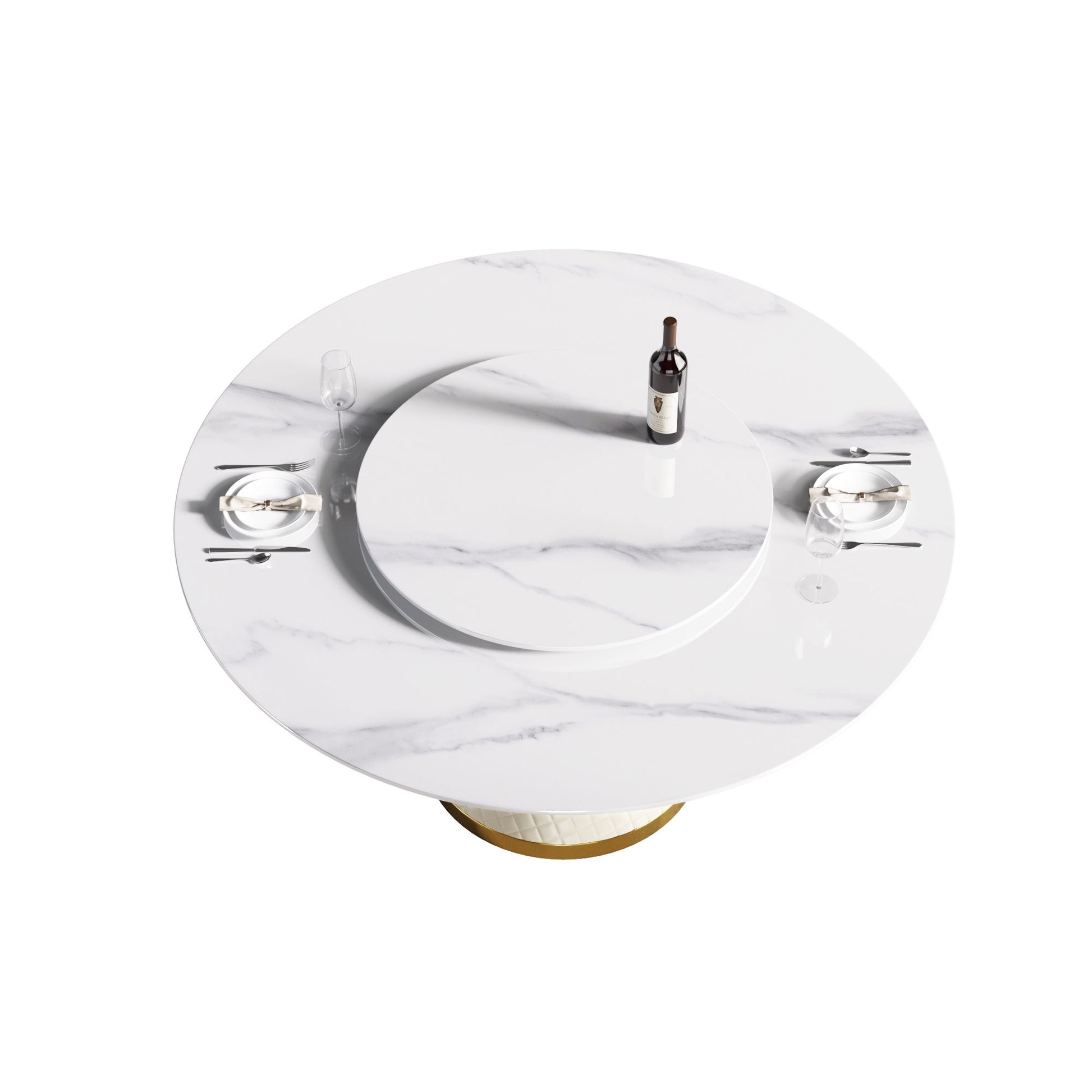 Modern Artificial Stone Round Carbon Steel Base Dining Table Stone Turntable - Best Buy Furniture