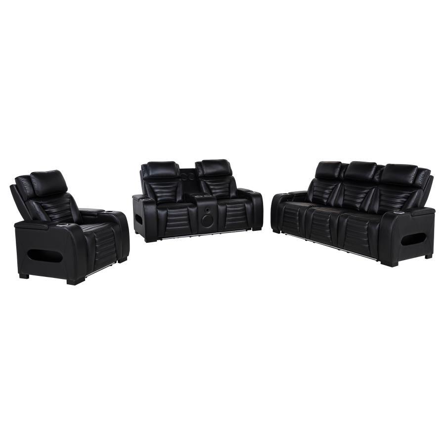 Zuma - Faux Leather Dual Power LED Sofa Set - Best Buy Furniture
