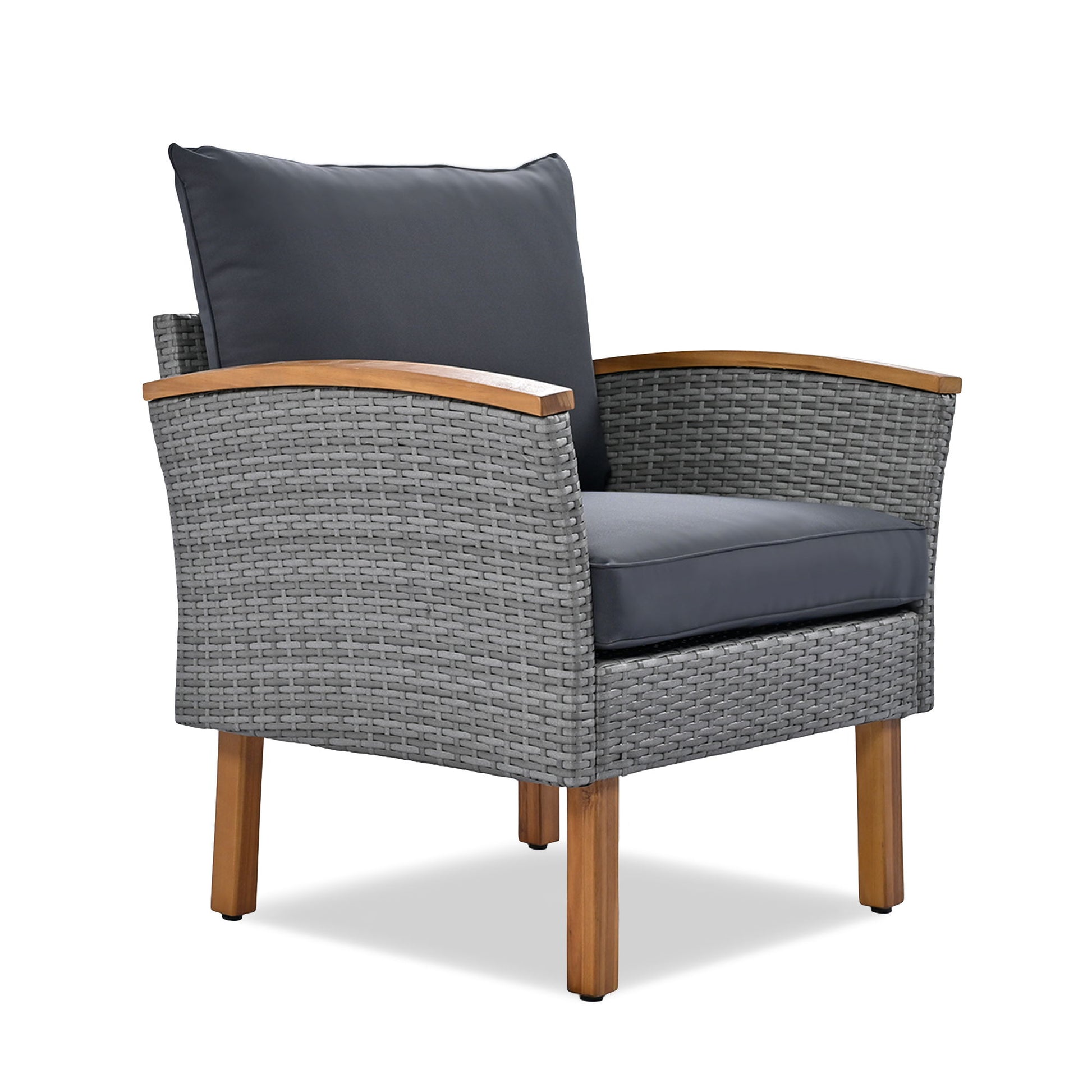 9 Piece Patio Rattan Furniture Set, Outdoor Conversation Set With Acacia Wood Legs And Tabletop, PE Rattan Sectional Sofa Set With Coffee Table, Washable Cushion - Best Buy Furniture