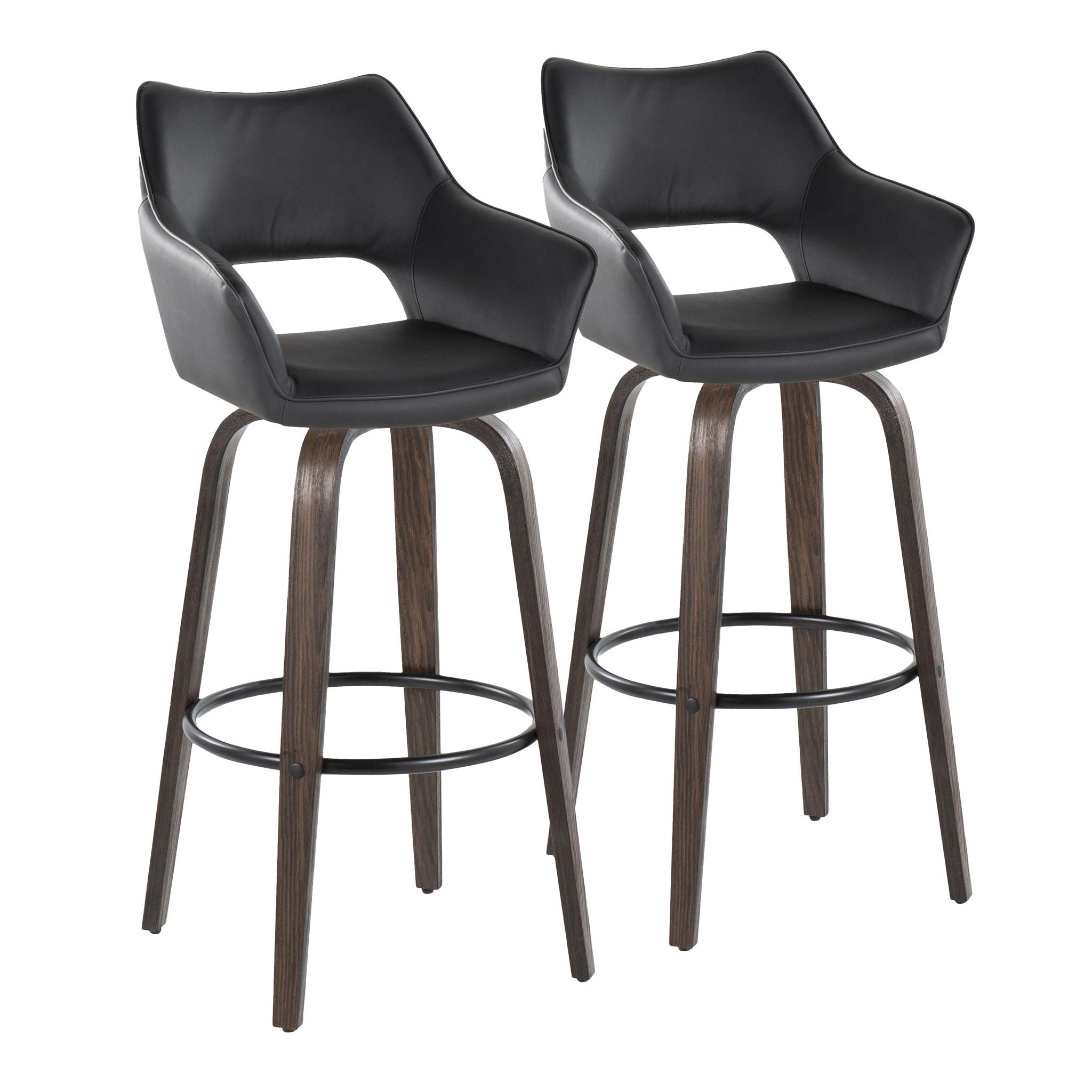 Mustang - Contemporary Fixed Height Barstool With Swivel With Round Footrest (Set of 2) - Best Buy Furniture