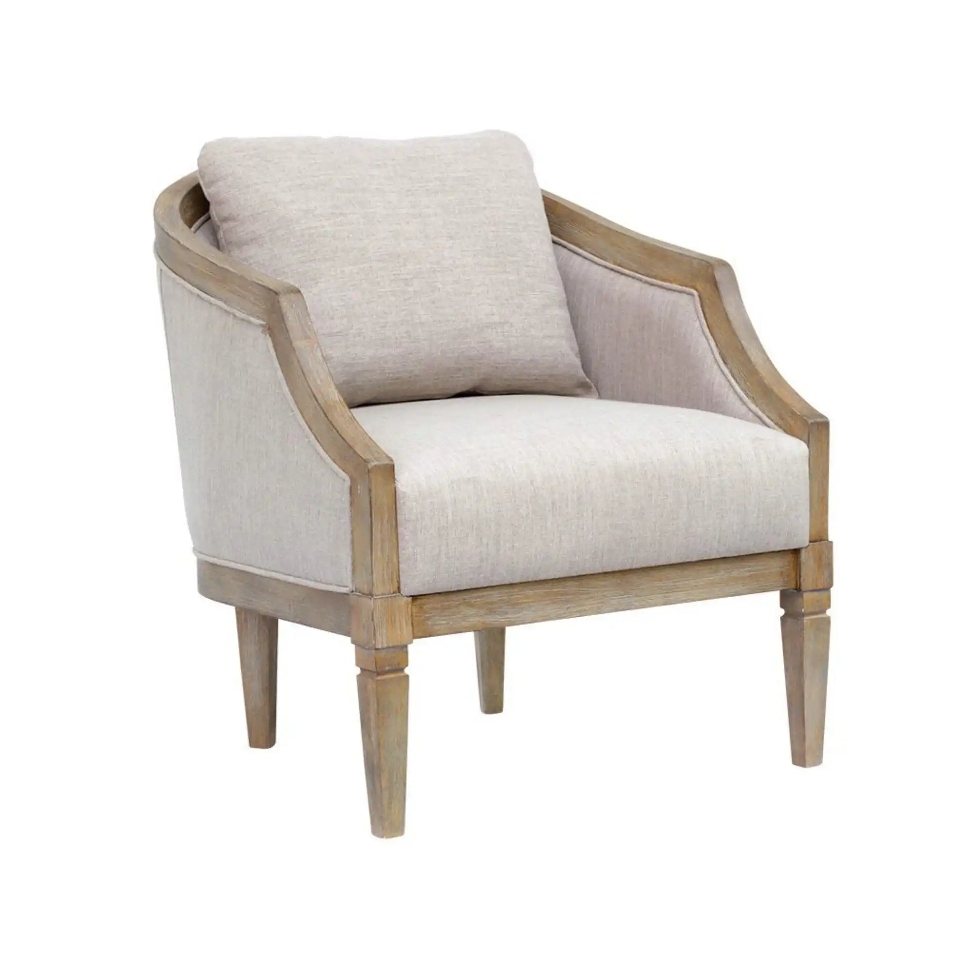 Classic Chair With Solid Wood Frame And Jacquard Upholstery - Beige - Best Buy Furniture