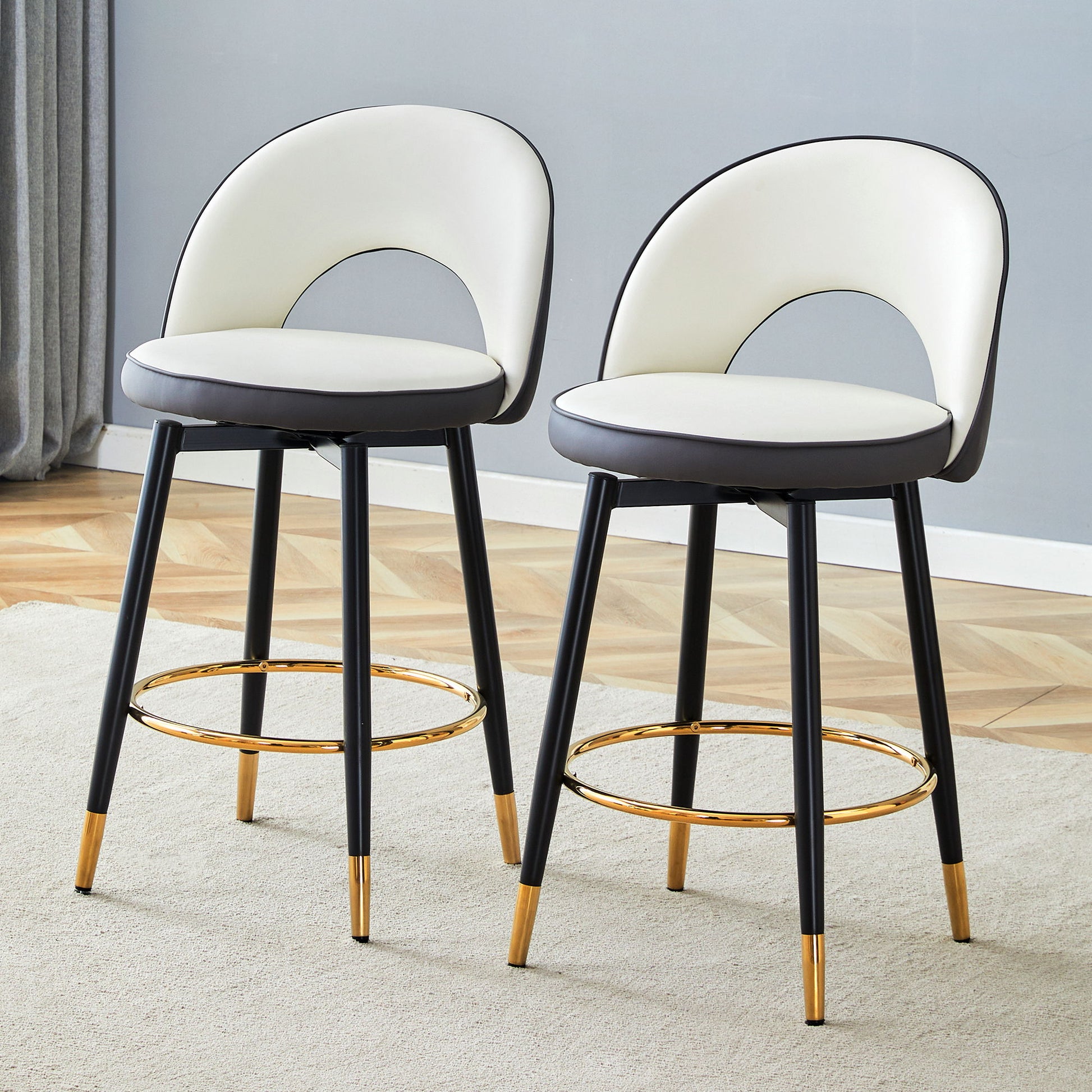 Upholstered Rotatable Bar Chair With Metal Legs For Dining Room - Best Buy Furniture