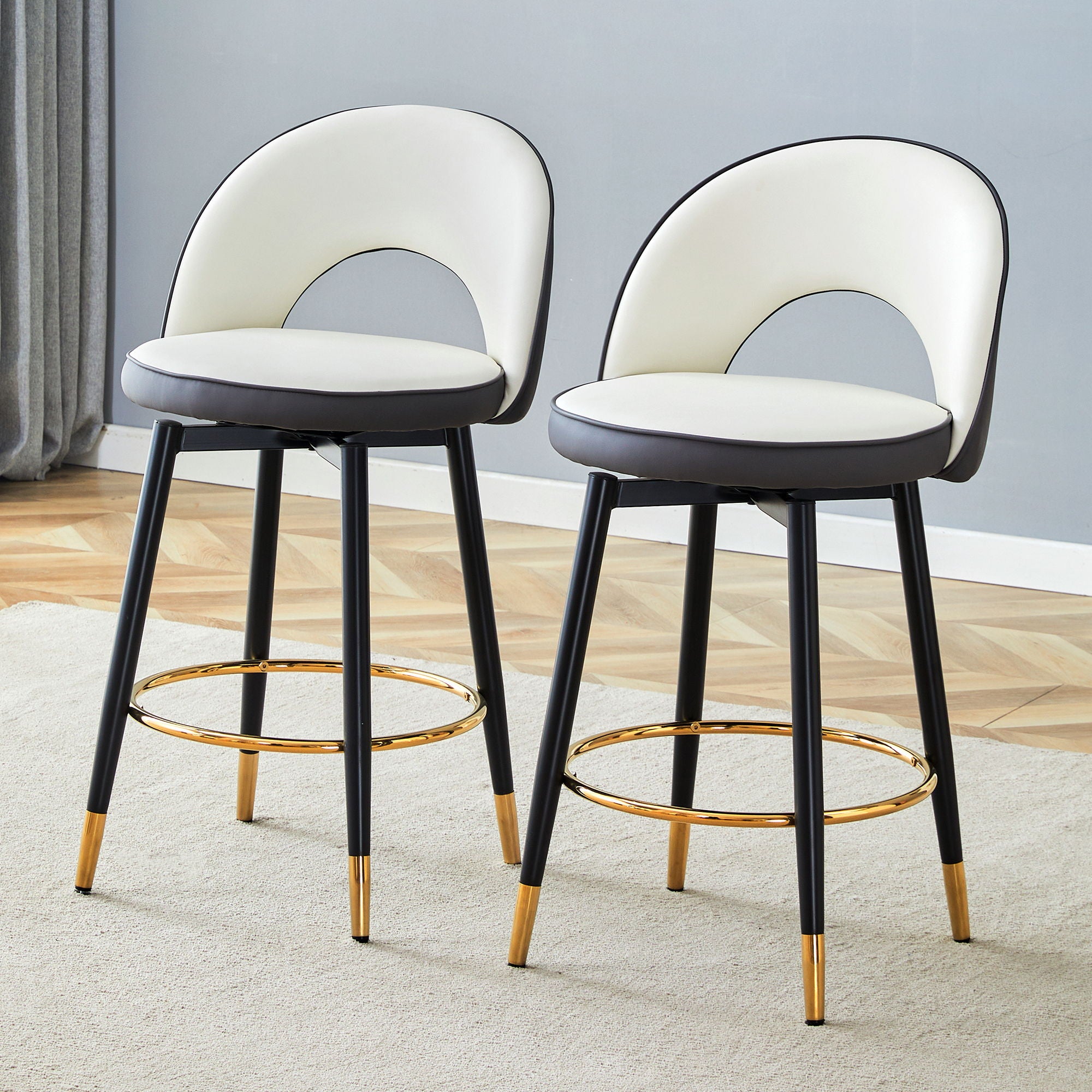 Upholstered Rotatable Bar Chair With Metal Legs For Dining Room - Best Buy Furniture