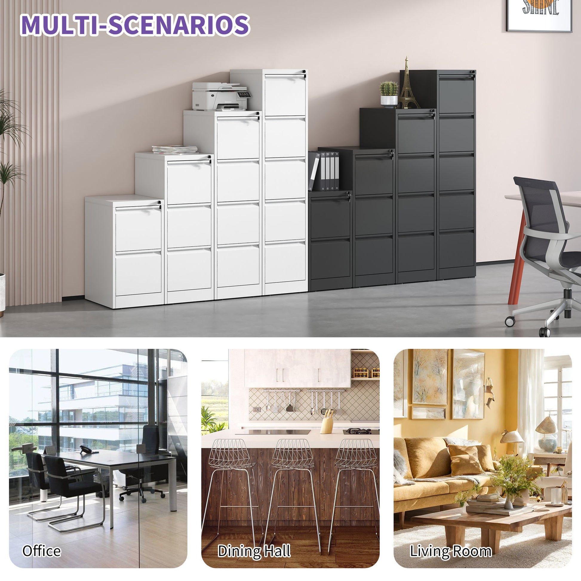 Steel Drawer Vertical File Cabinet With Lock For A4 Legal / Letter Size - Best Buy Furniture