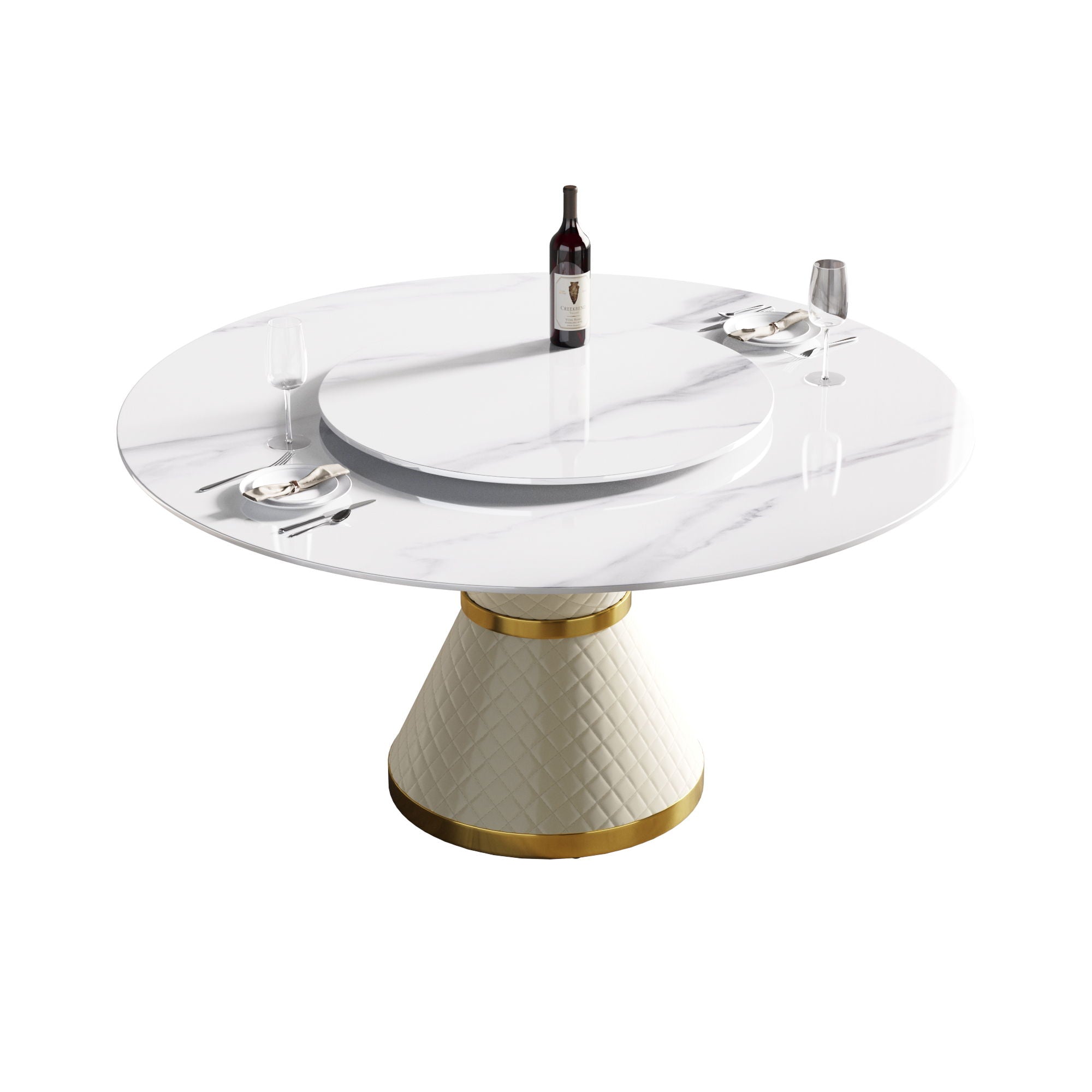 Modern Artificial Stone Round Carbon Steel Base Dining Table Stone Turntable - Best Buy Furniture