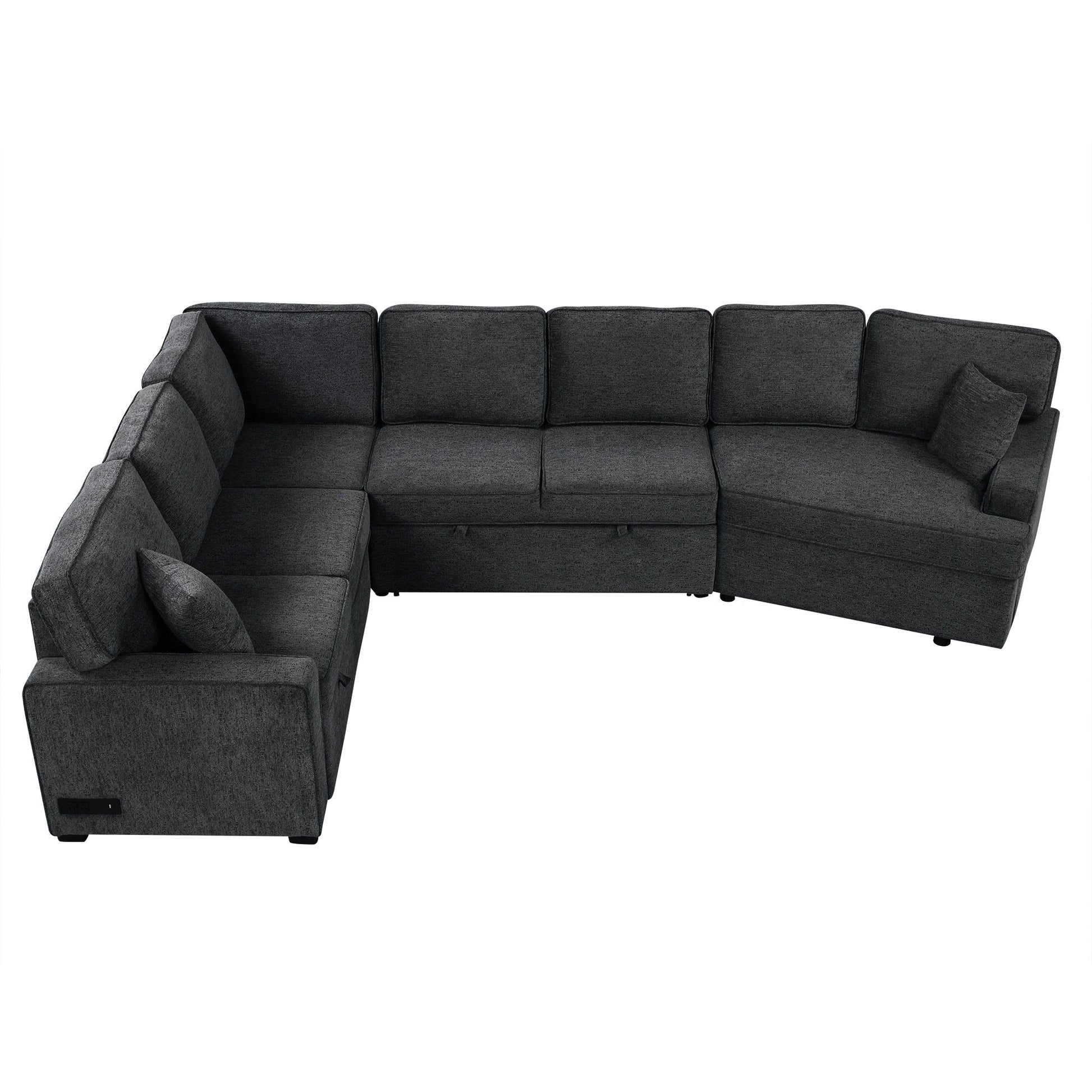 L-Shaped Sofa Sectional Sofa Couch Pull-Out Sofa Bed With Charging Devices And Cup Holders For Living Room - Best Buy Furniture