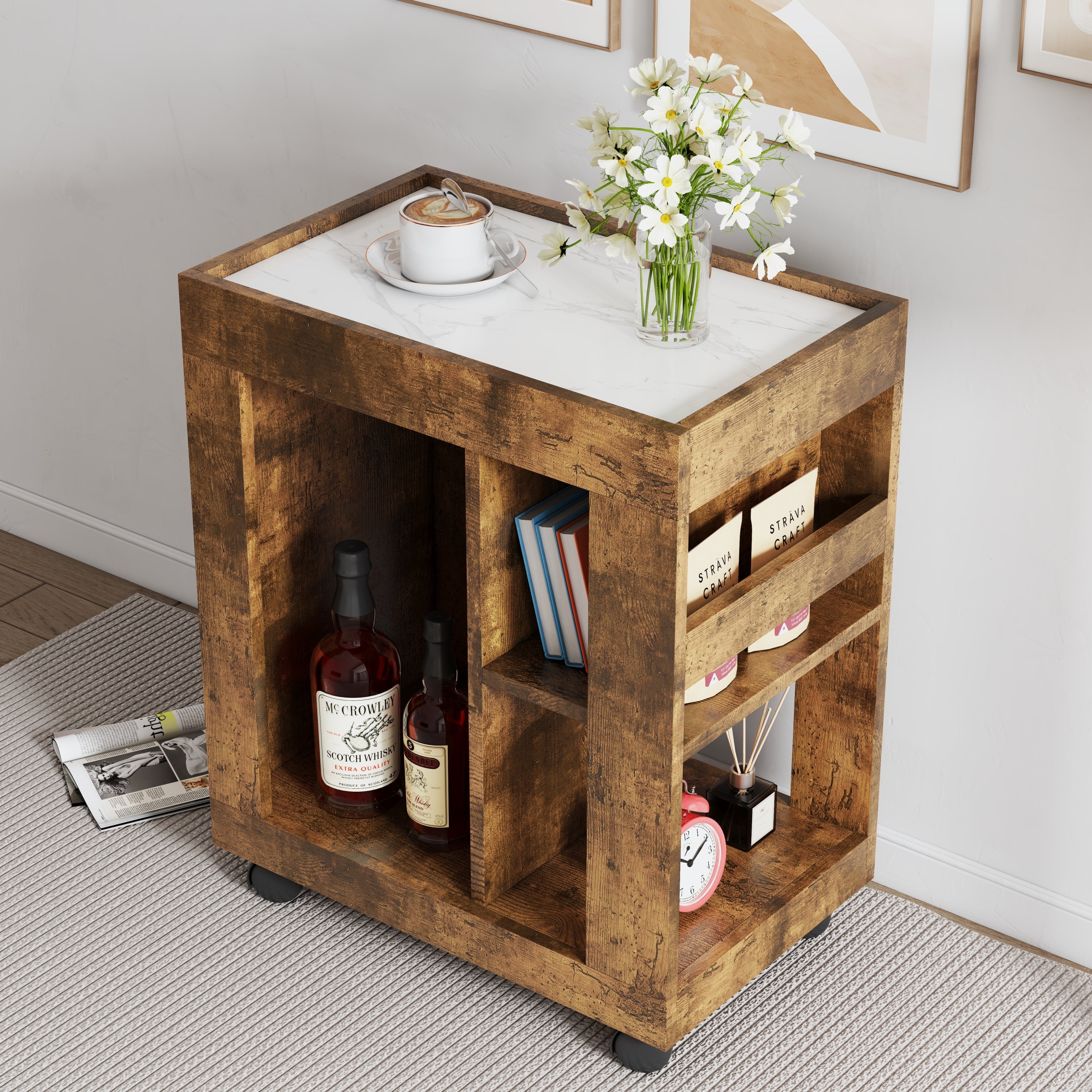 Mid-century modern style movable side cabinet - Best Buy Furniture