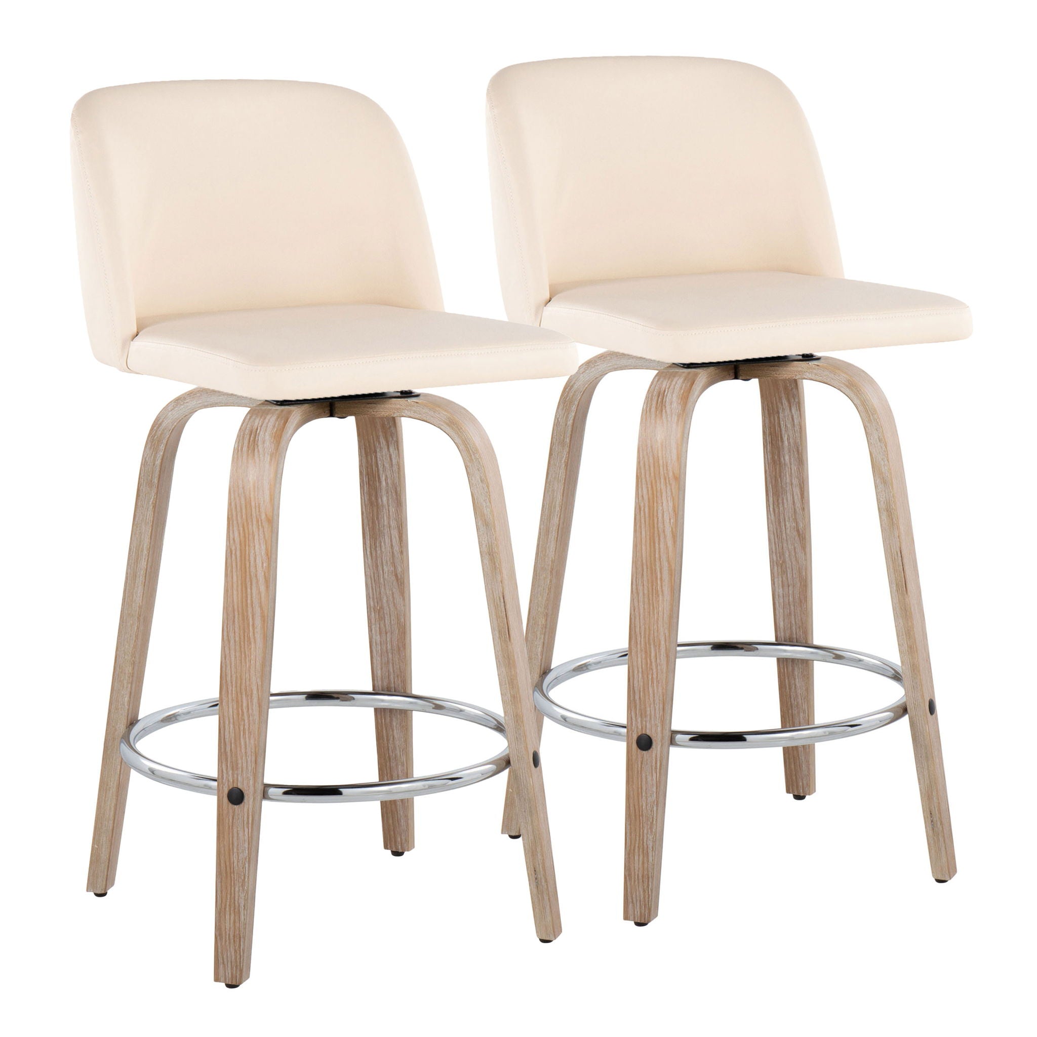 Toriano - Modern Design Fixed Height Counter Stool With Swivel With Round Footrest (Set of 2) - Best Buy Furniture
