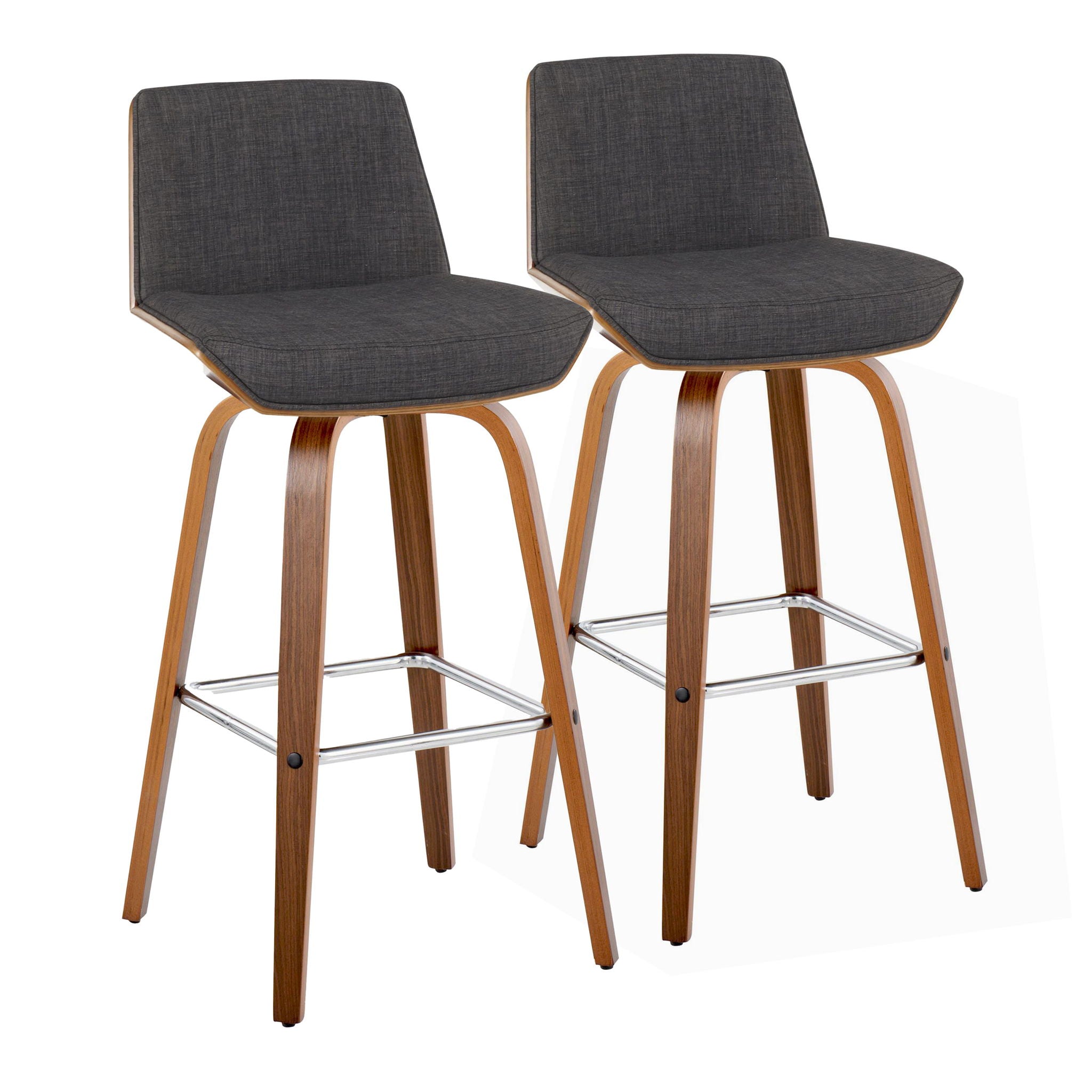 Corazza - Mid Century Modern Fixed Height Barstool With Swivel With Square Footrest (Set of 2) - Best Buy Furniture