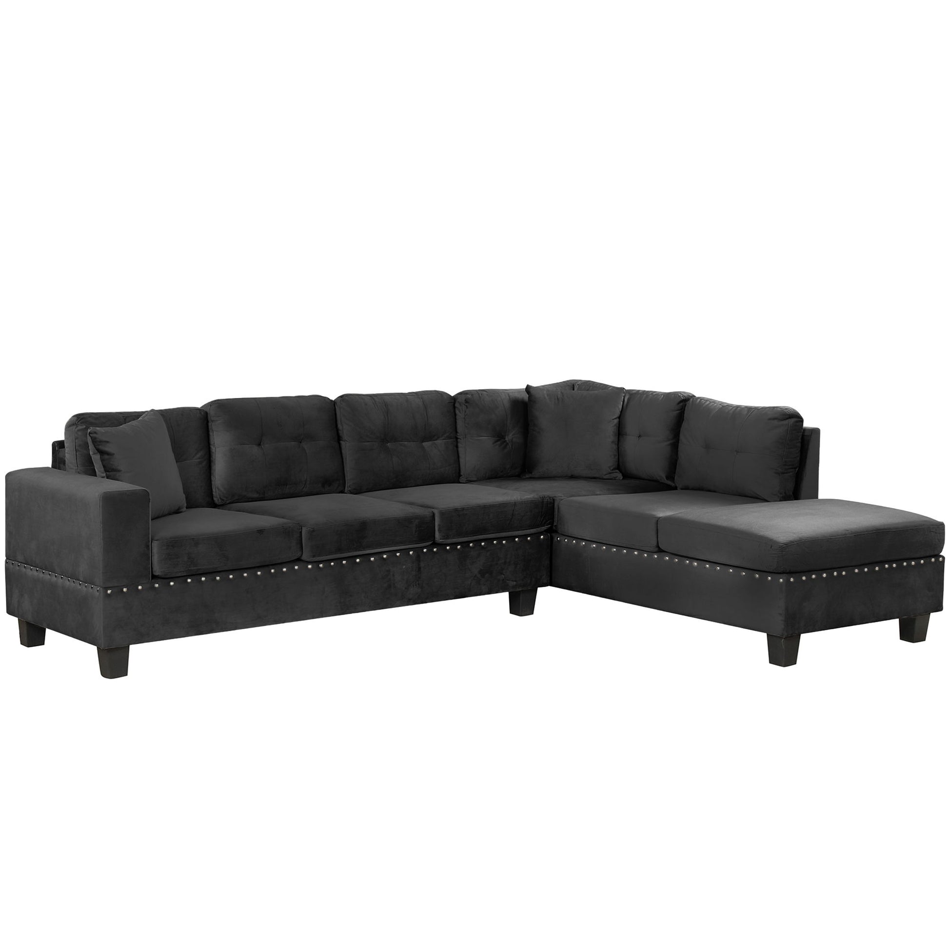 Modern Sectional Sofa With Storage Ottoman, L - Shape Couch With 2 Pillows And Cup Holders - Best Buy Furniture