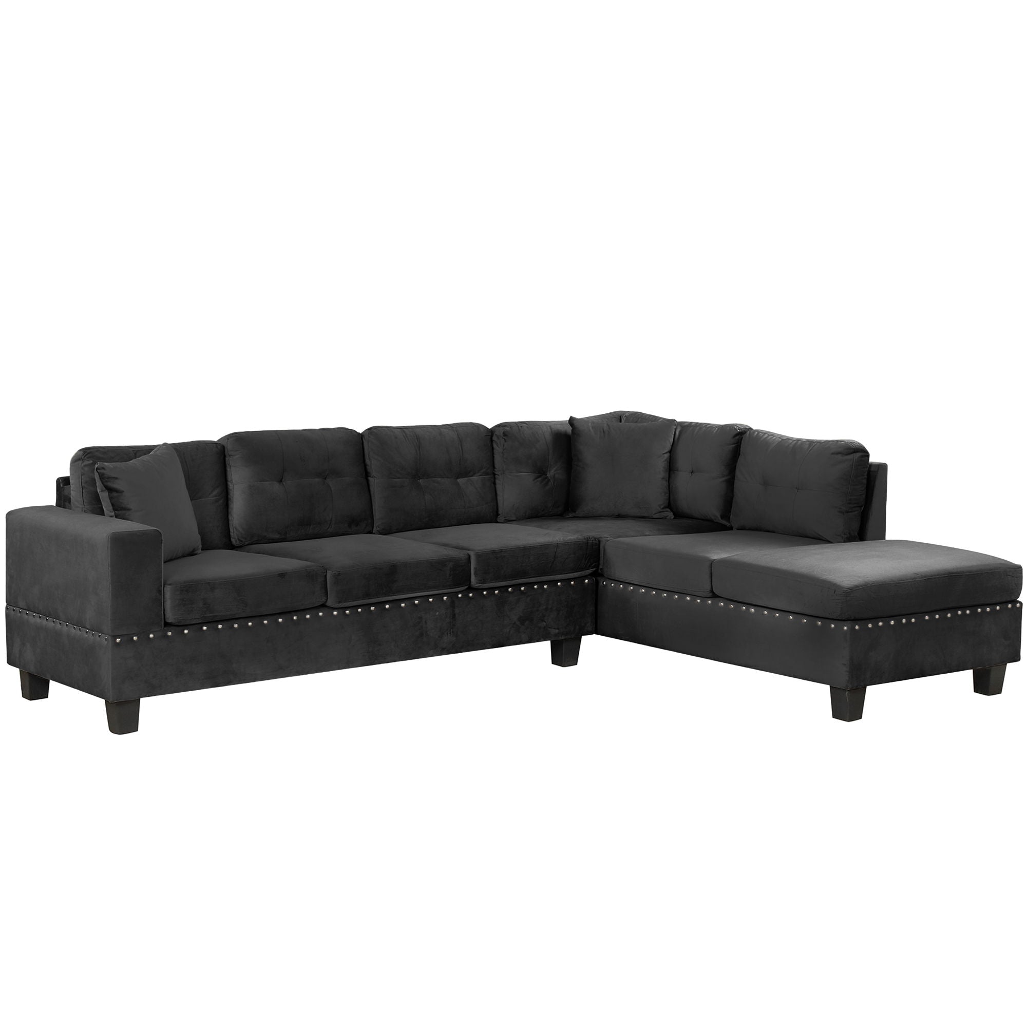 Modern Sectional Sofa With Storage Ottoman, L - Shape Couch With 2 Pillows And Cup Holders - Best Buy Furniture