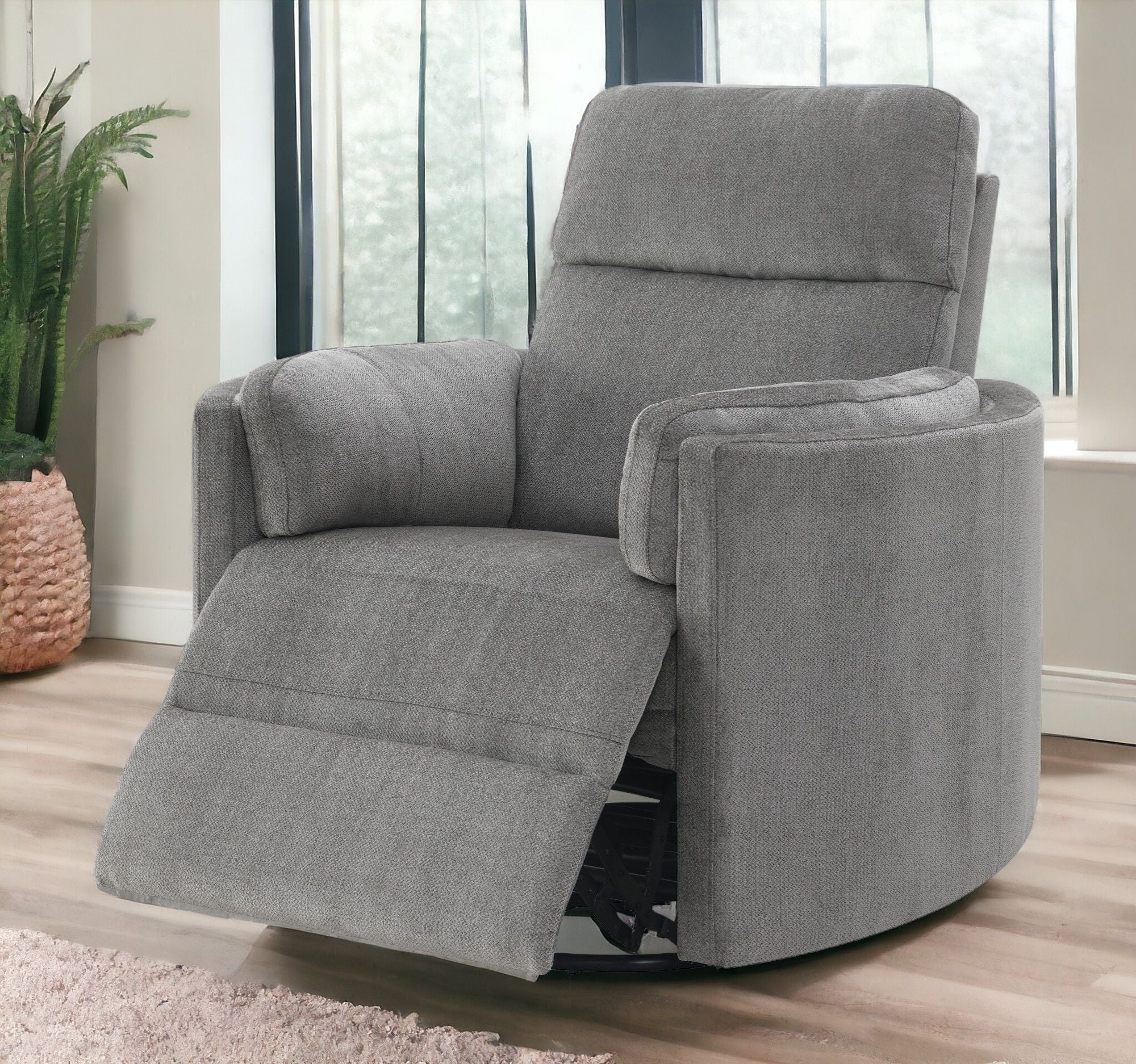 Sagen - Chenille Glider Recliner With Swivel - Best Buy Furniture