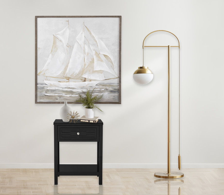 Dylan - Wooden End Side Table Nightstand With Glass Top And Drawer - Best Buy Furniture