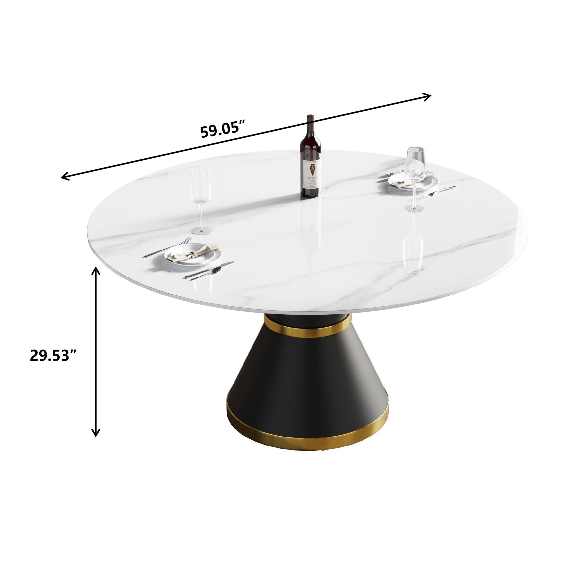 Modern Artificial Stone Round Carbon Steel Base Dining Table, Can Accommodate 6 People - Best Buy Furniture