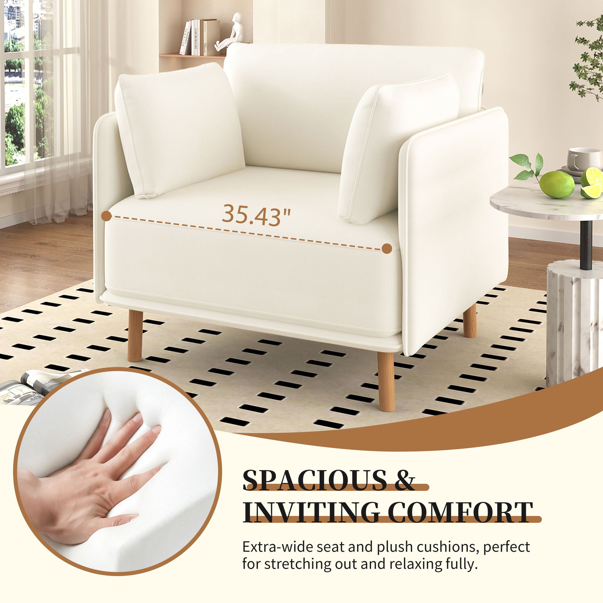 Modern Upholstered Accent Chair With Soft Cushions, Sleek Armrest Design - Best Buy Furniture