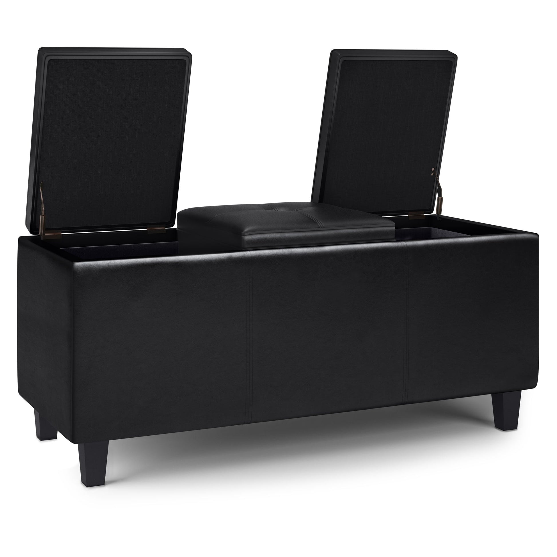 Avalon - Tray Storage Ottoman With Lift Up Lids - Midnight Black - Best Buy Furniture