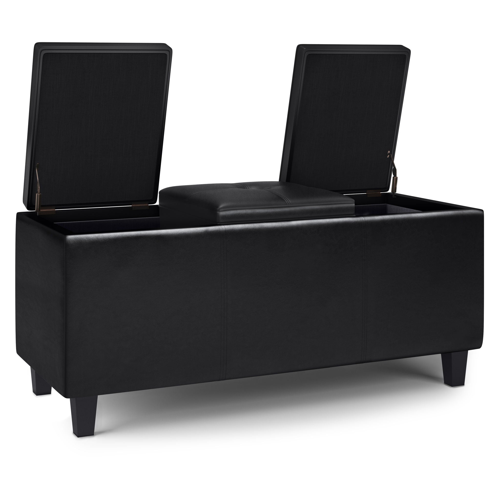Avalon - Tray Storage Ottoman With Lift Up Lids - Midnight Black - Best Buy Furniture