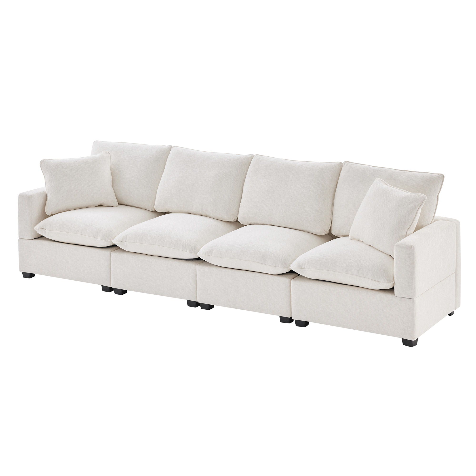 Modern Modular Sofa, 4 Seat Chenille Sectional Couch Set With 2 Pillows Included, Freely Combinable Indoor Funiture For Living Room, Apartment, Office - Best Buy Furniture