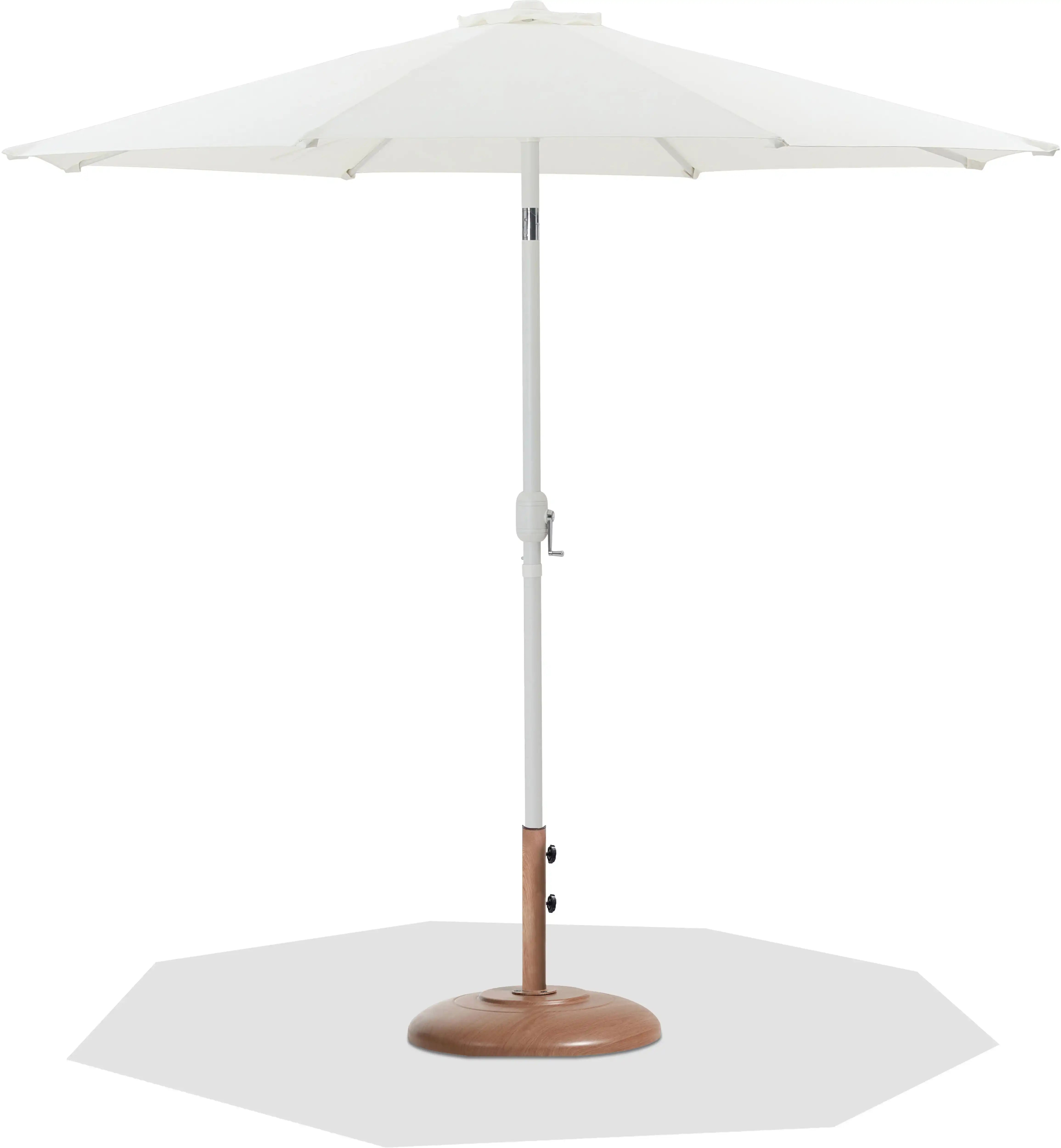 Fiji - Aluminum Patio Umbrella With Round Teak And White Base - Best Buy Furniture