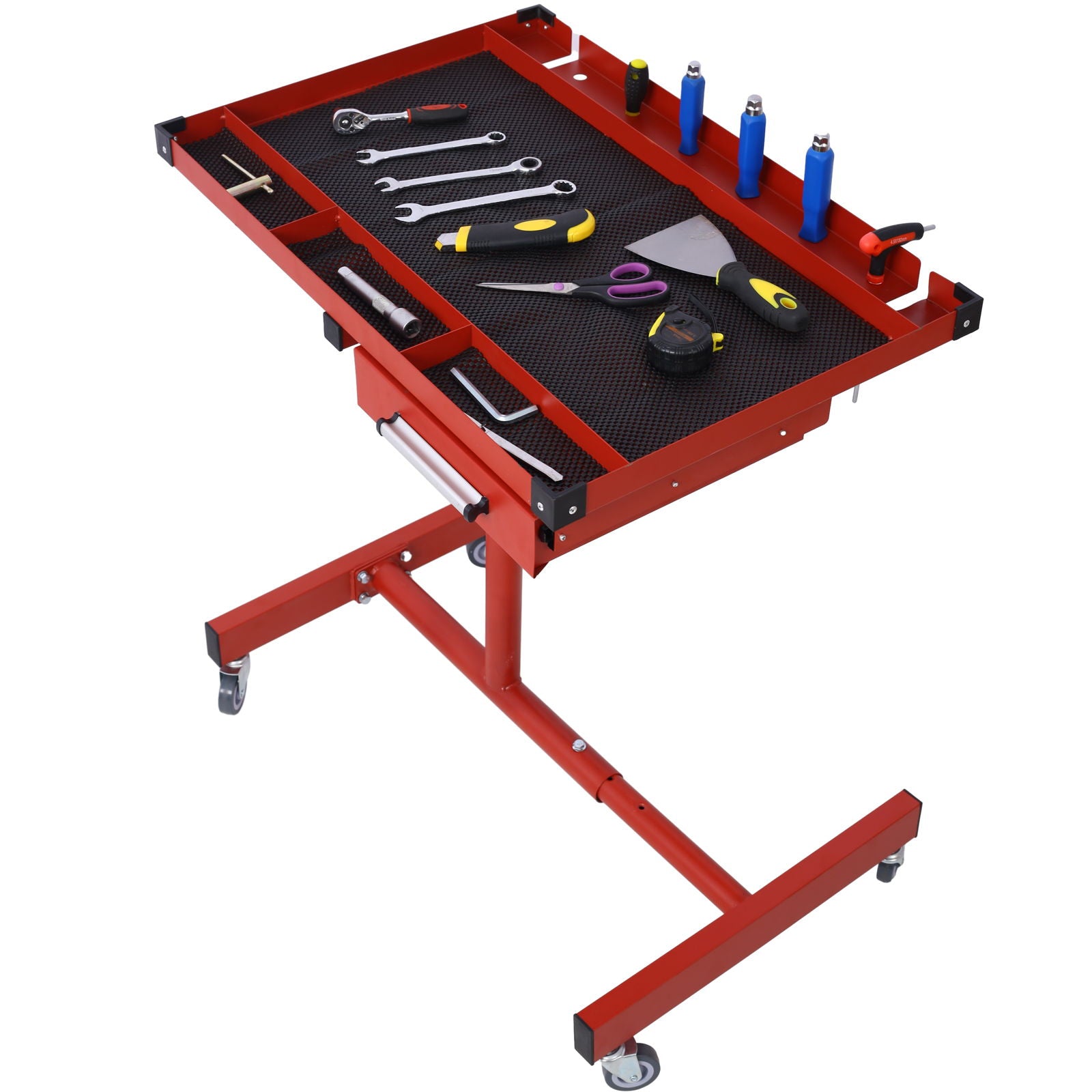 Adjustable Tear Down Work Table With Drawer For Garages, Repair Shops, And Diy, Portable, (4) 2.5" Swivel Casters, 220 Pound Capacity, Rubber Corners, Heavy Duty Steel - Best Buy Furniture